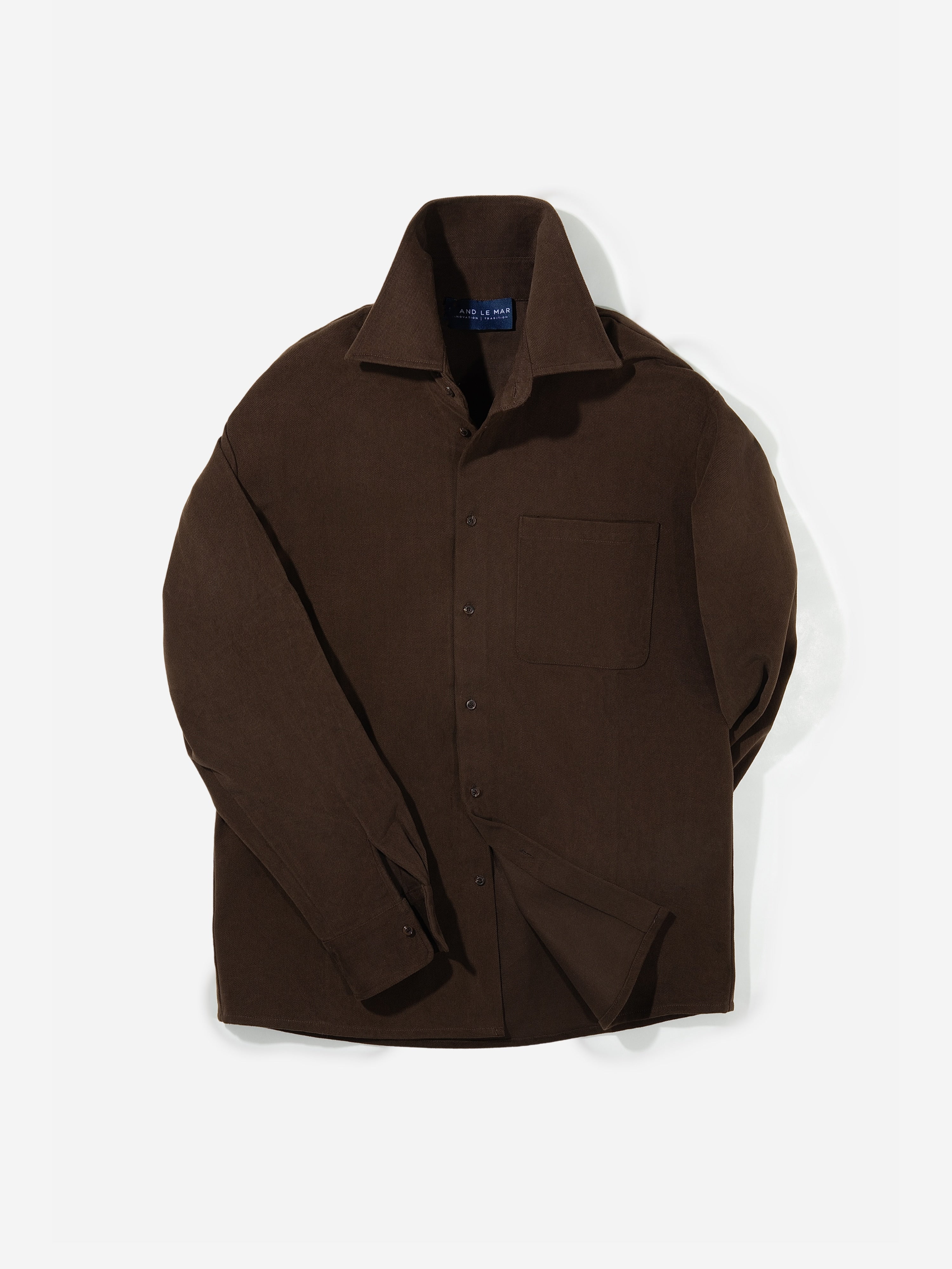 Brown Brushed Cotton Shirt - Grand Le Mar