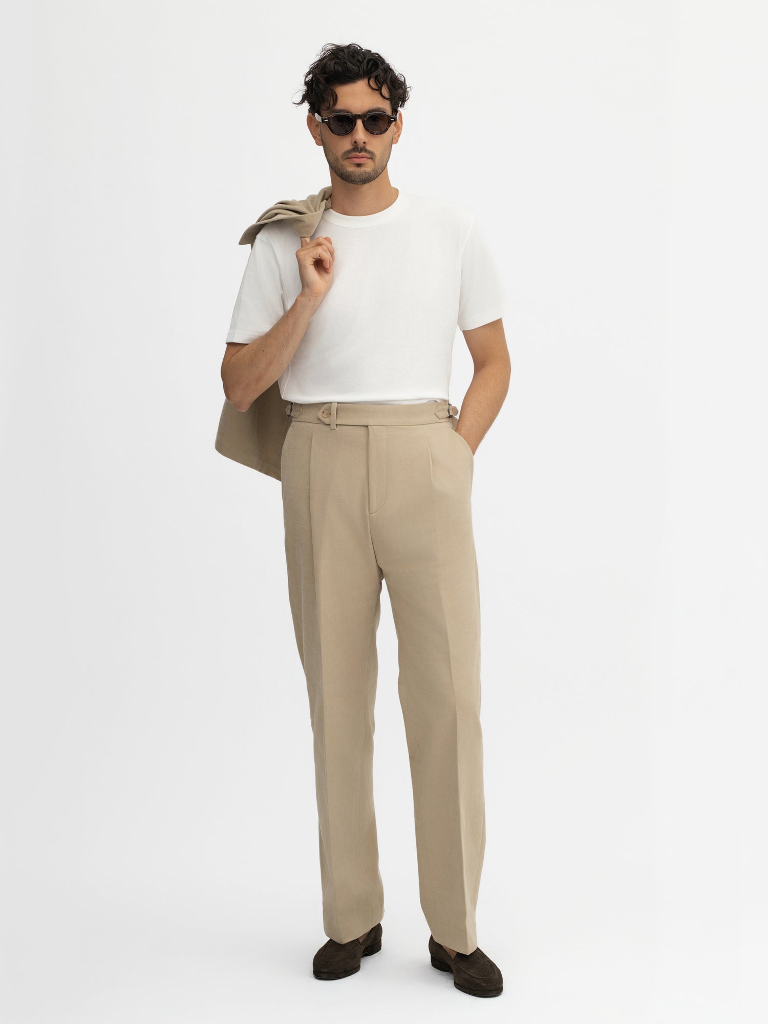 Brown Cotton Oscar Trousers (Wide Fit) (Pre-Order) - Grand Le Mar