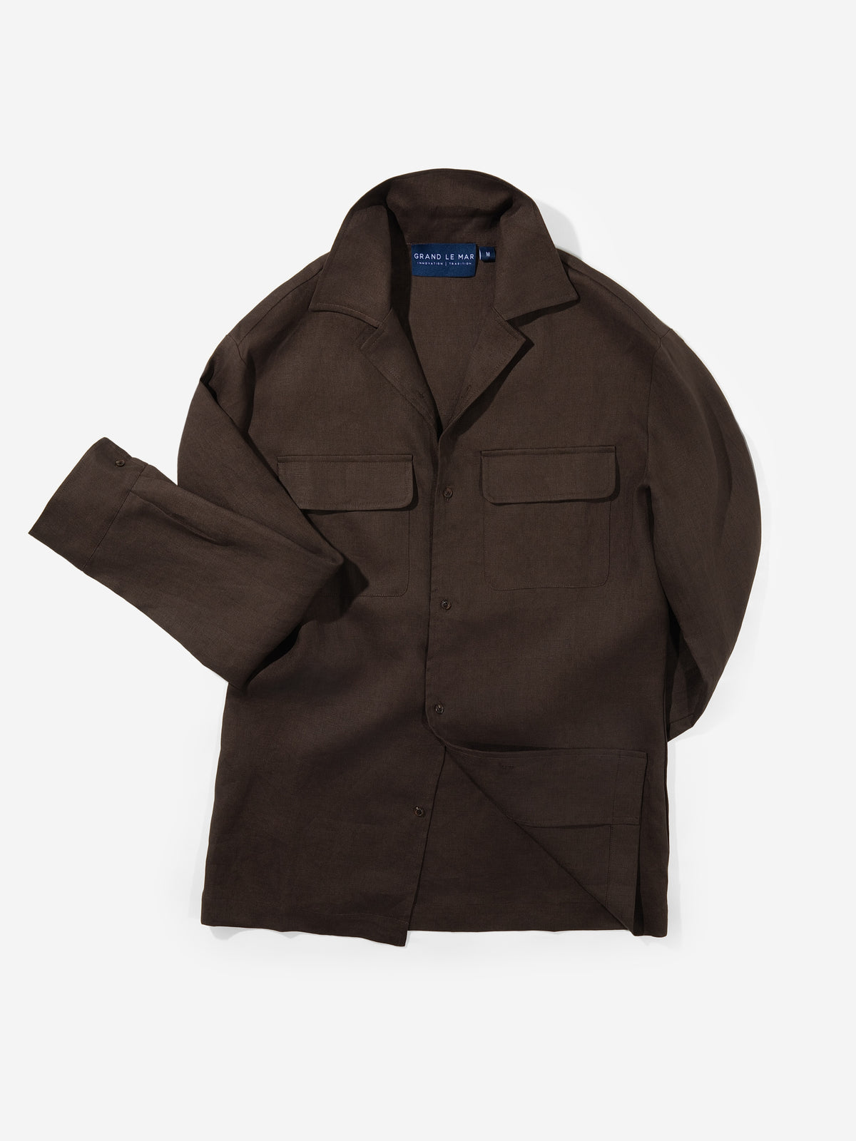 Brown Linen Camp Shirt - Grand Le Mar