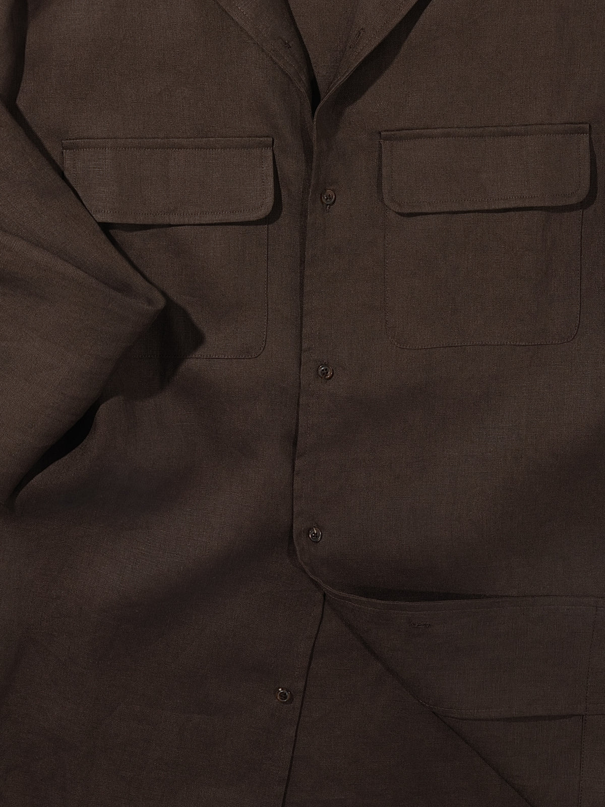 Brown Linen Camp Shirt - Grand Le Mar