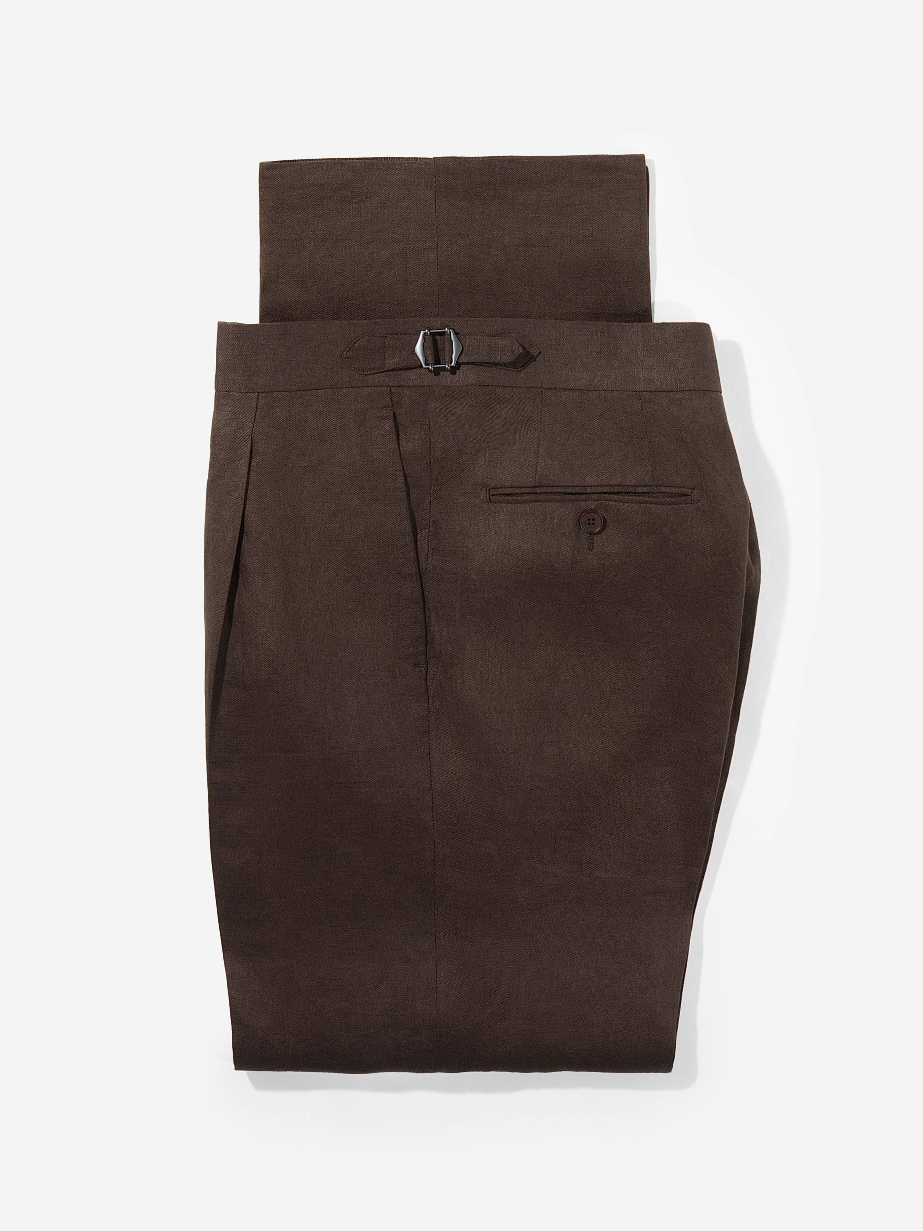 Brown Linen Trousers (Wide Fit)
