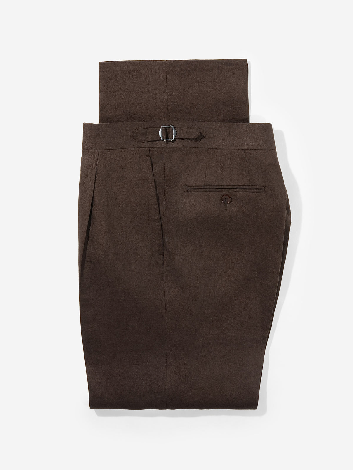 Brown Linen Trousers (Wide Fit)