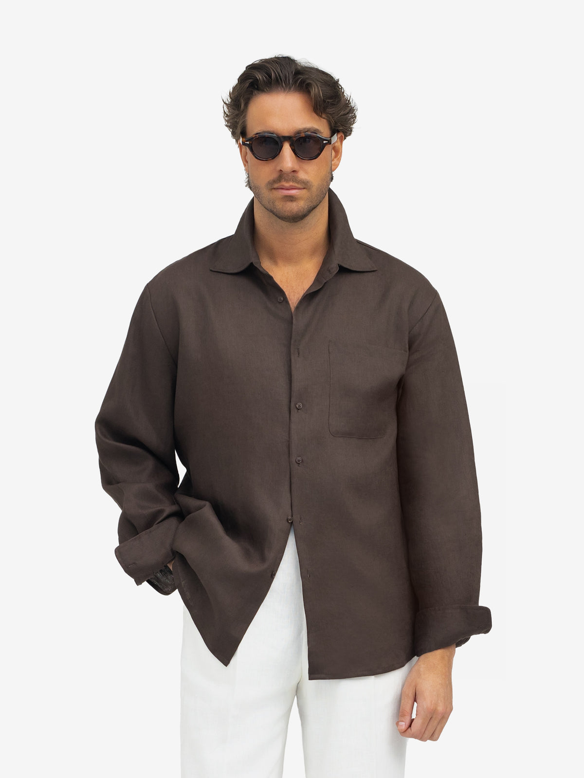 Brown Linen Shirt - Grand Le Mar