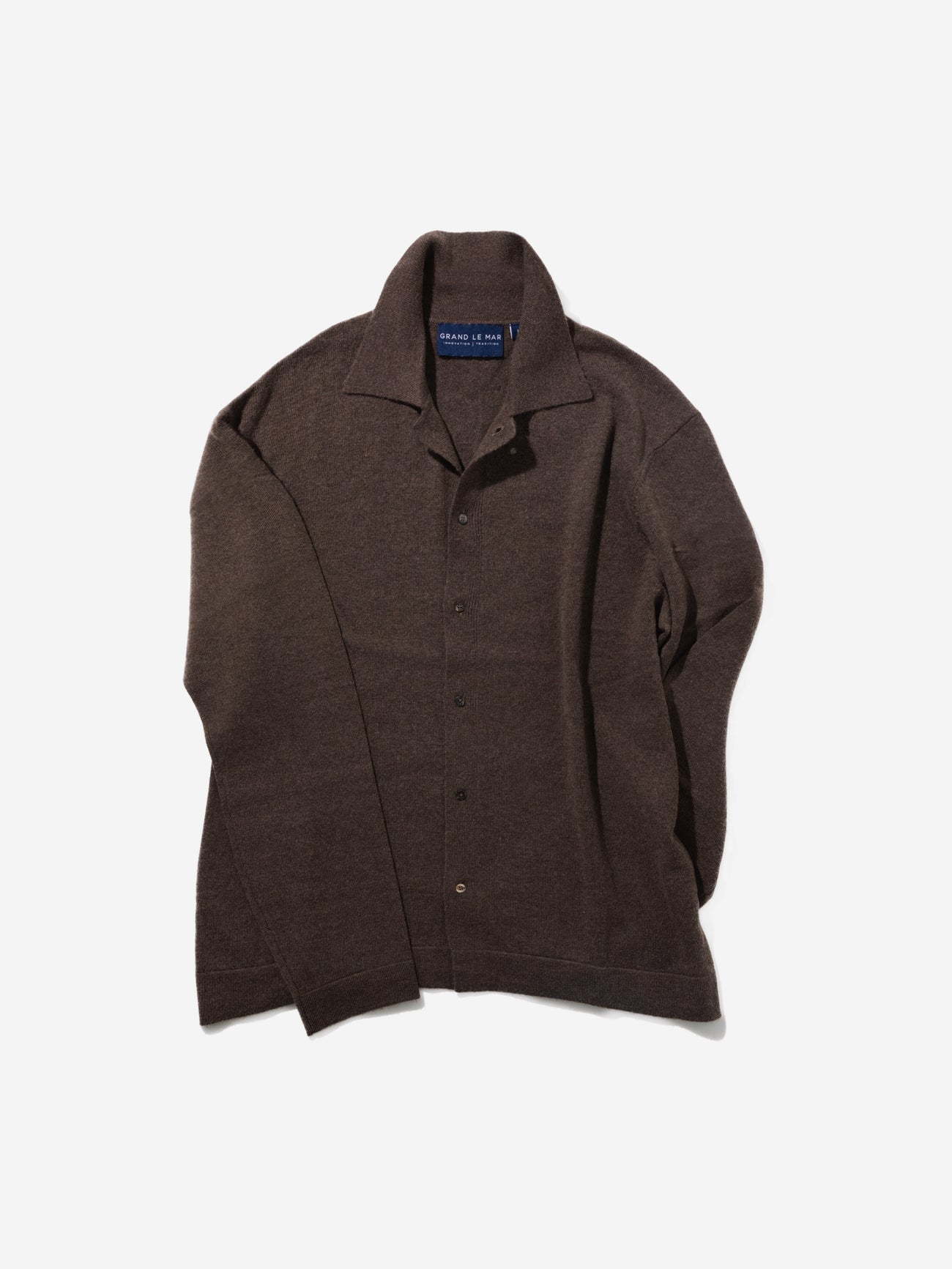 Brown Merino Wool Cashmere Cardigan - Grand Le Mar