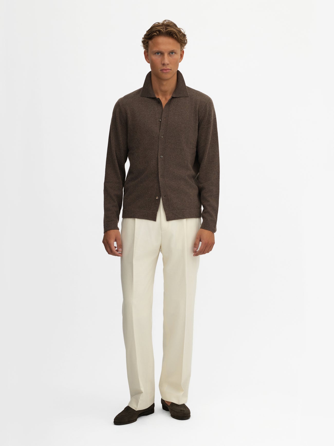 Brown Merino Wool Cashmere Cardigan - Grand Le Mar