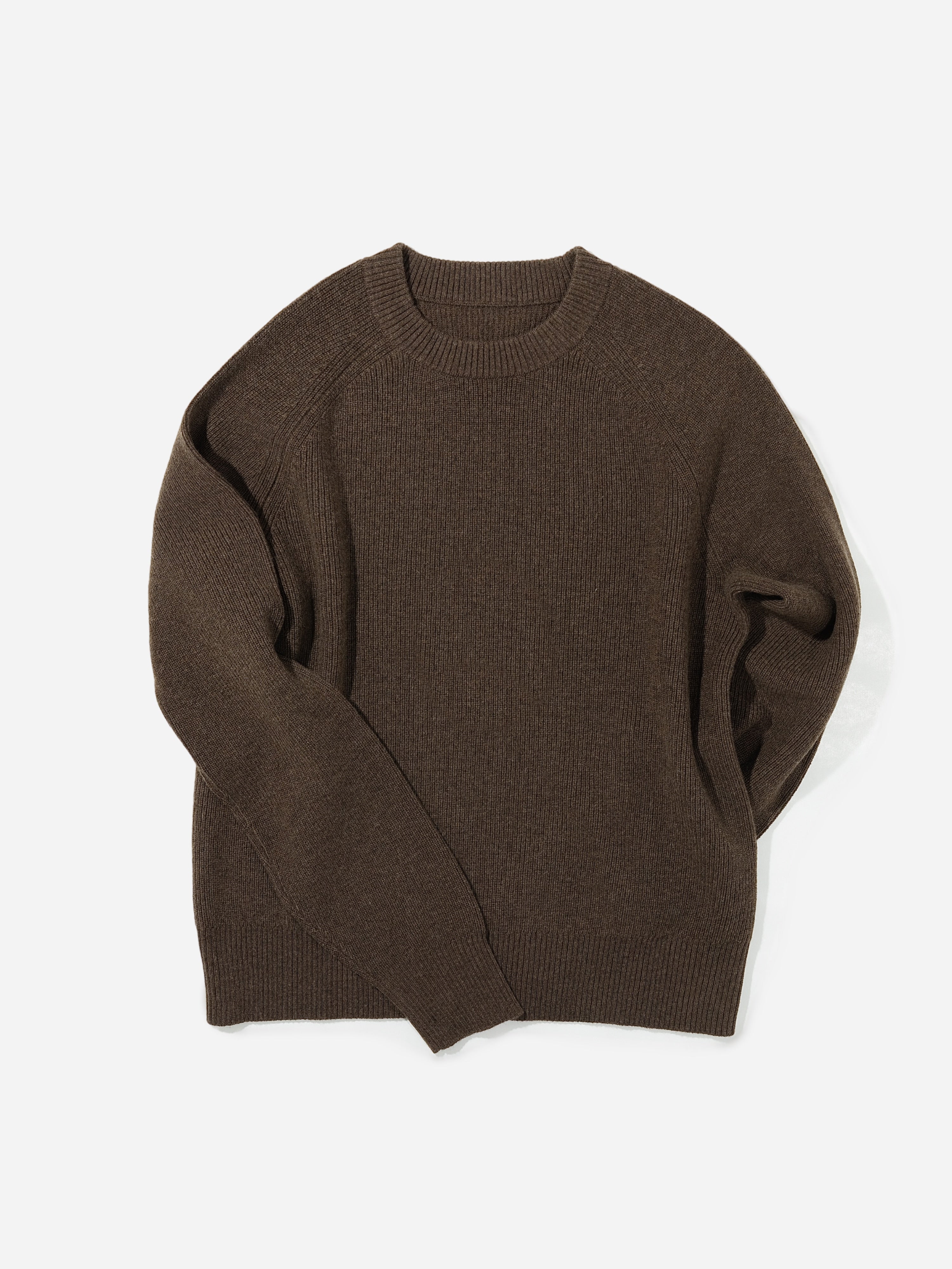 Brown Merino Wool Cashmere Crewneck - Grand Le Mar