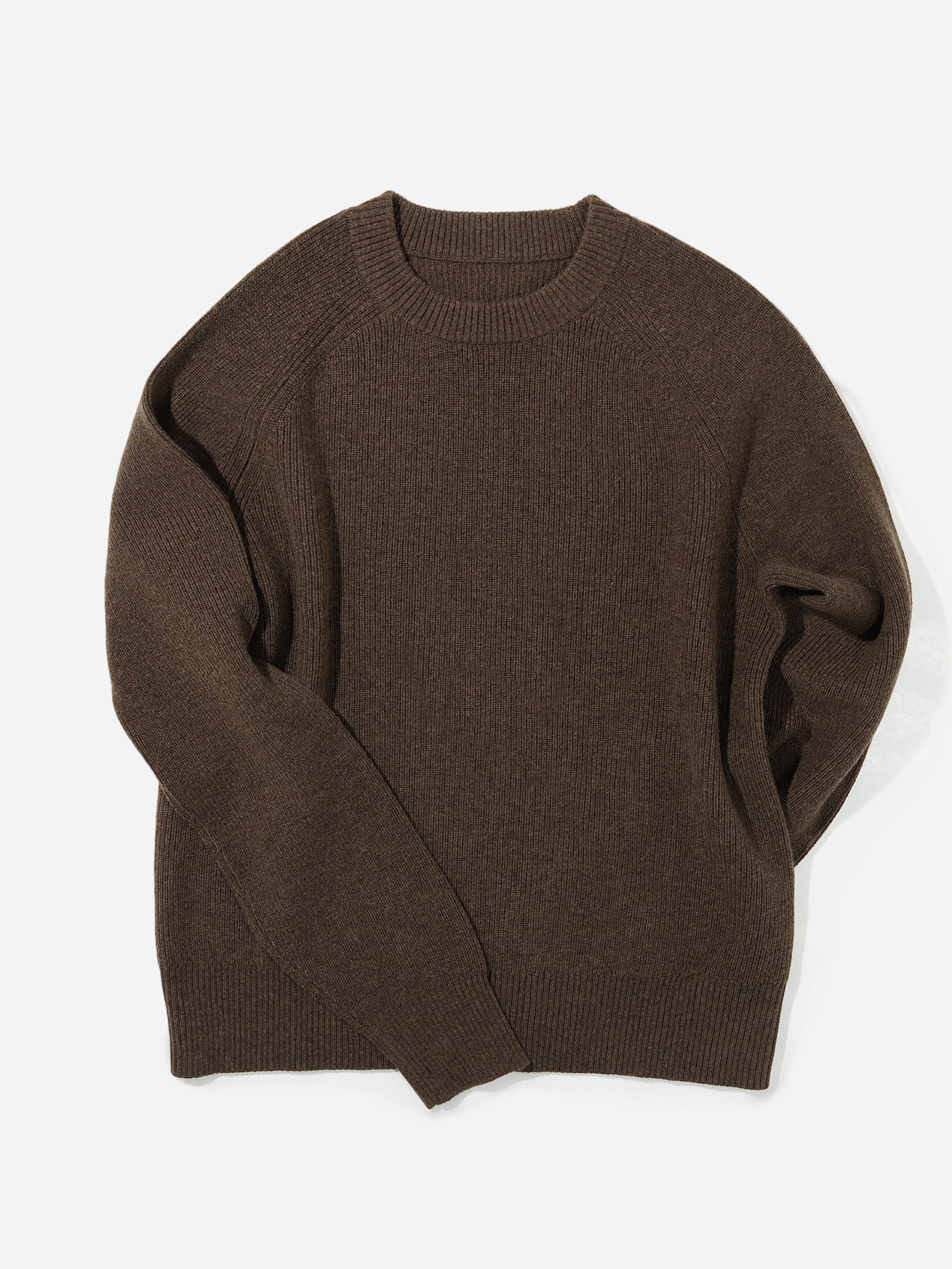 Brown Merino Wool Cashmere Crewneck