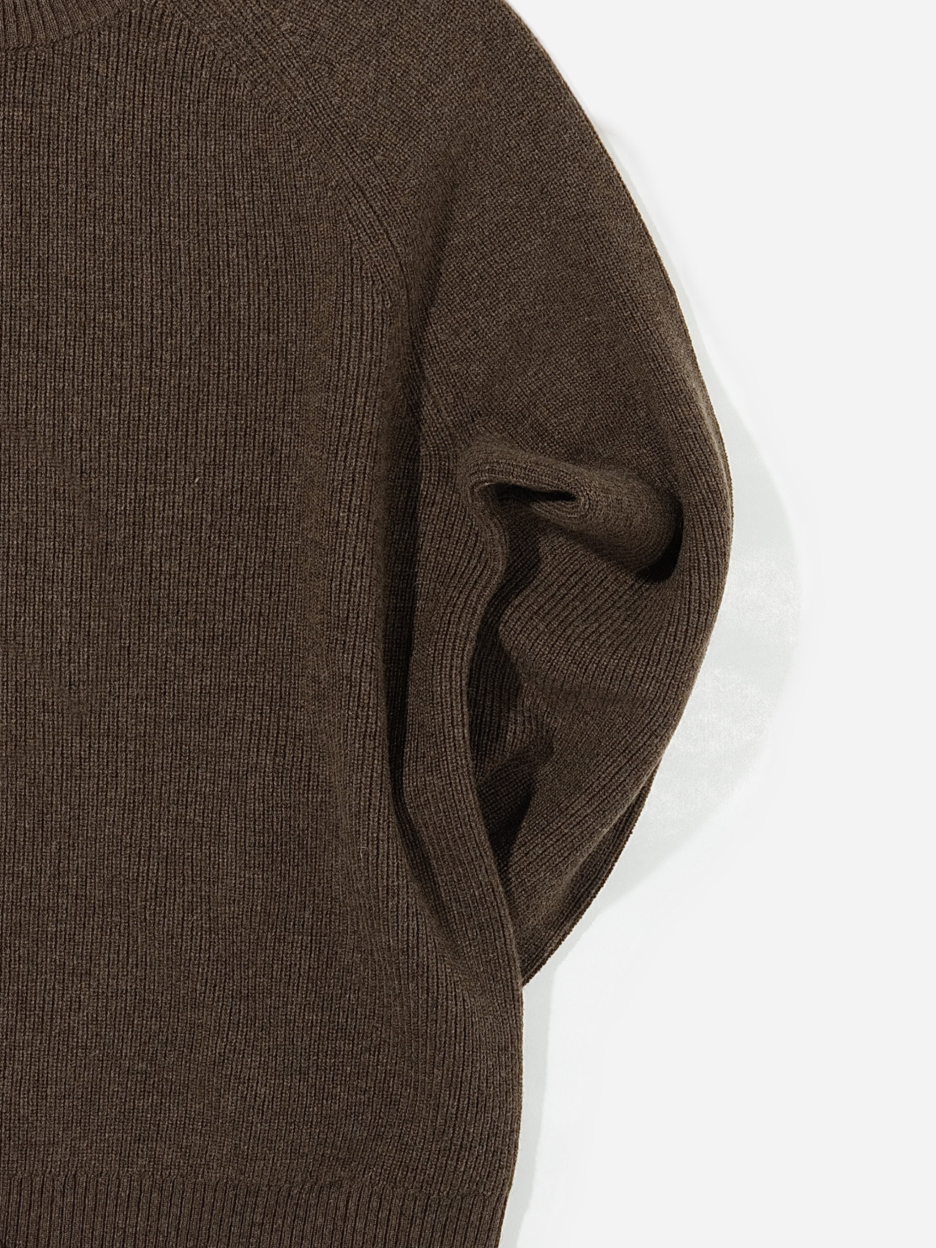 Brown Merino Wool Cashmere Crewneck - Grand Le Mar