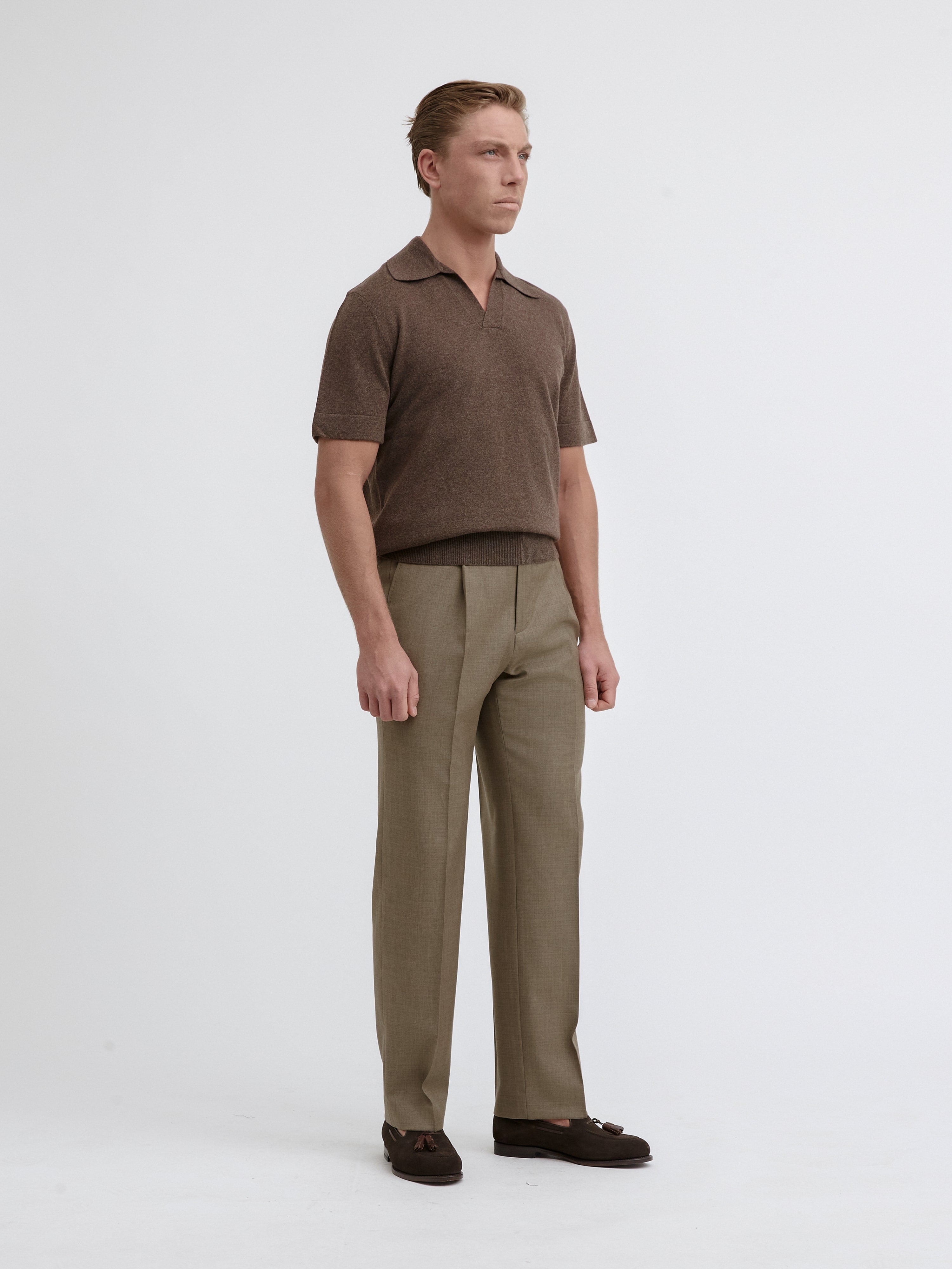 Brown Merino Wool Cashmere Polo - Grand Le Mar