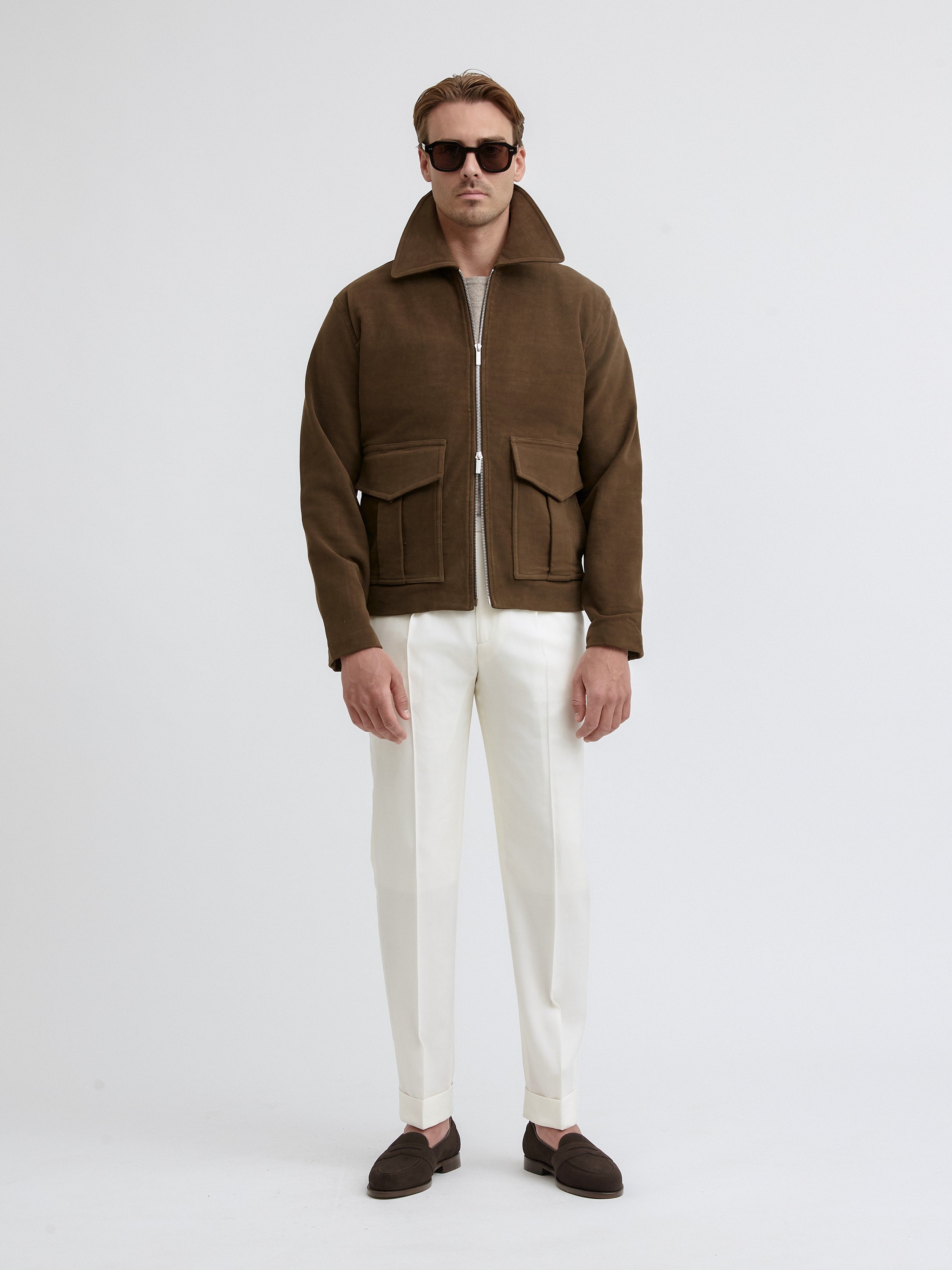 Brown Moleskin Flight Jacket - Grand Le Mar