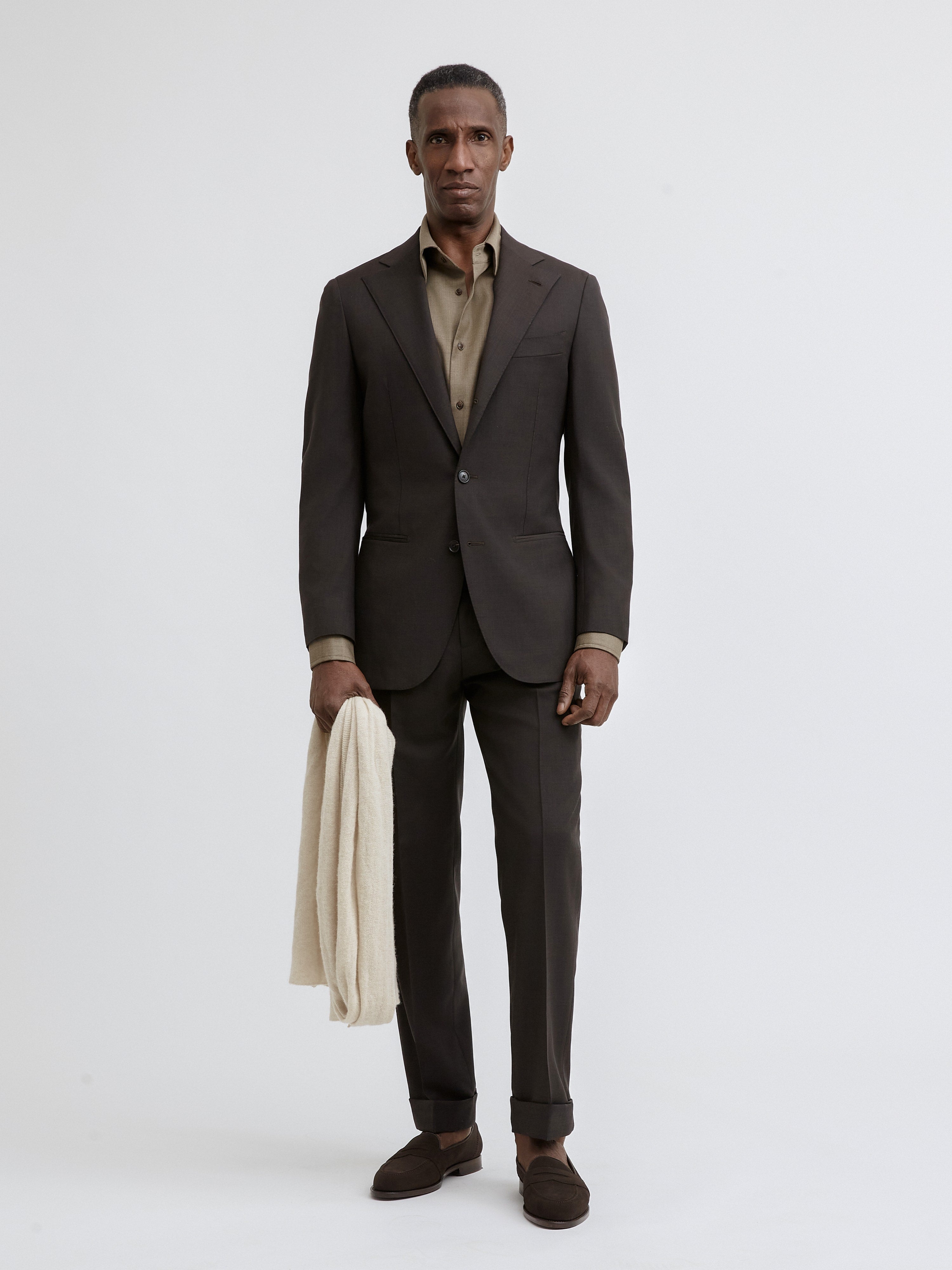 Brown S130 Wool Suit (SB) - Grand Le Mar