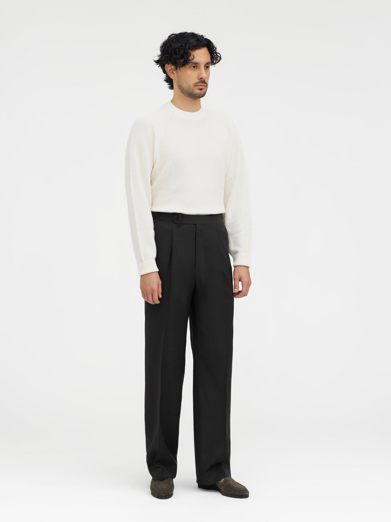 Brown S130 Wool Oscar Trousers (Wide Fit) - Grand Le Mar