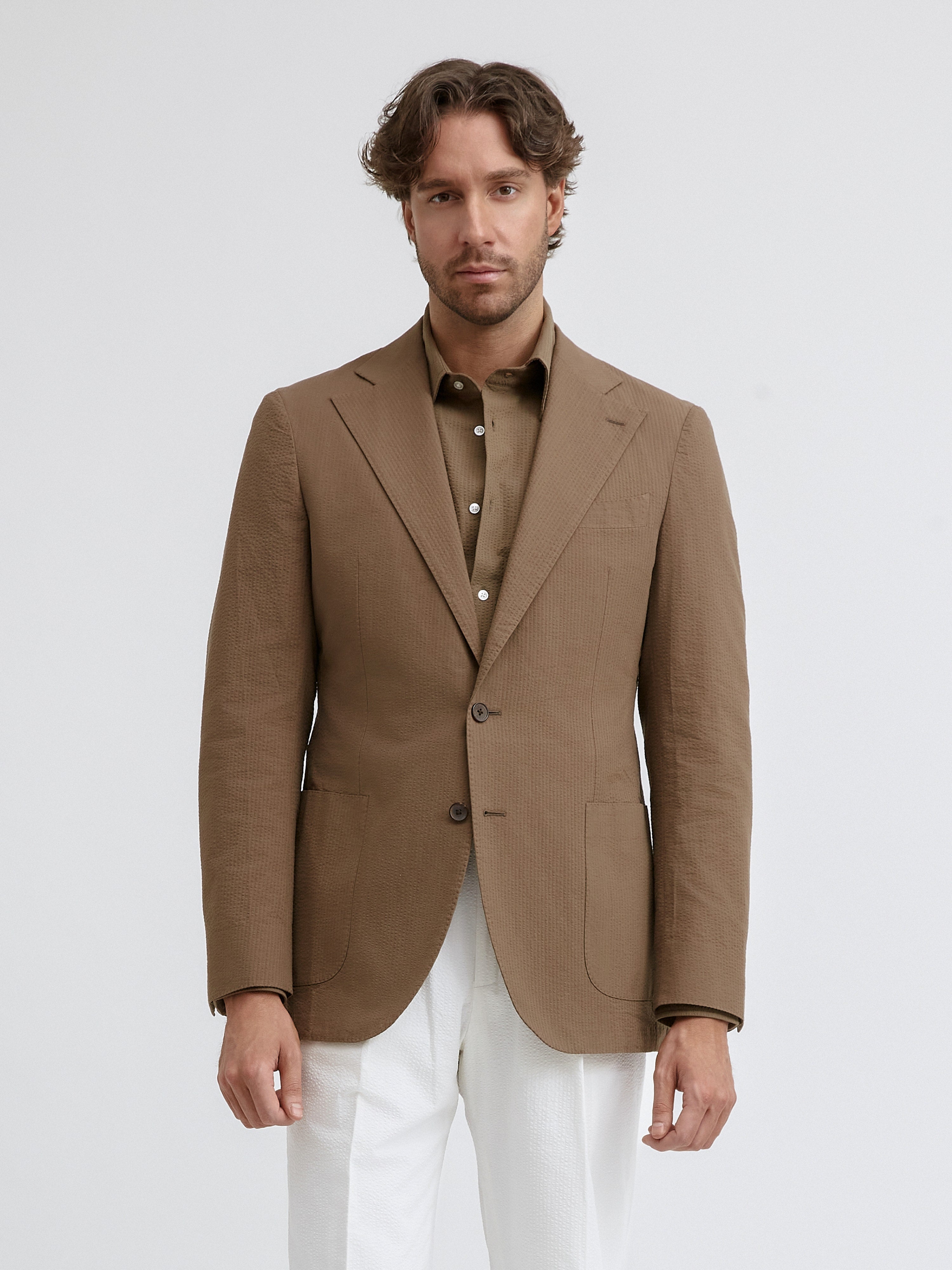 Brown Seersucker Jacket - Grand Le Mar