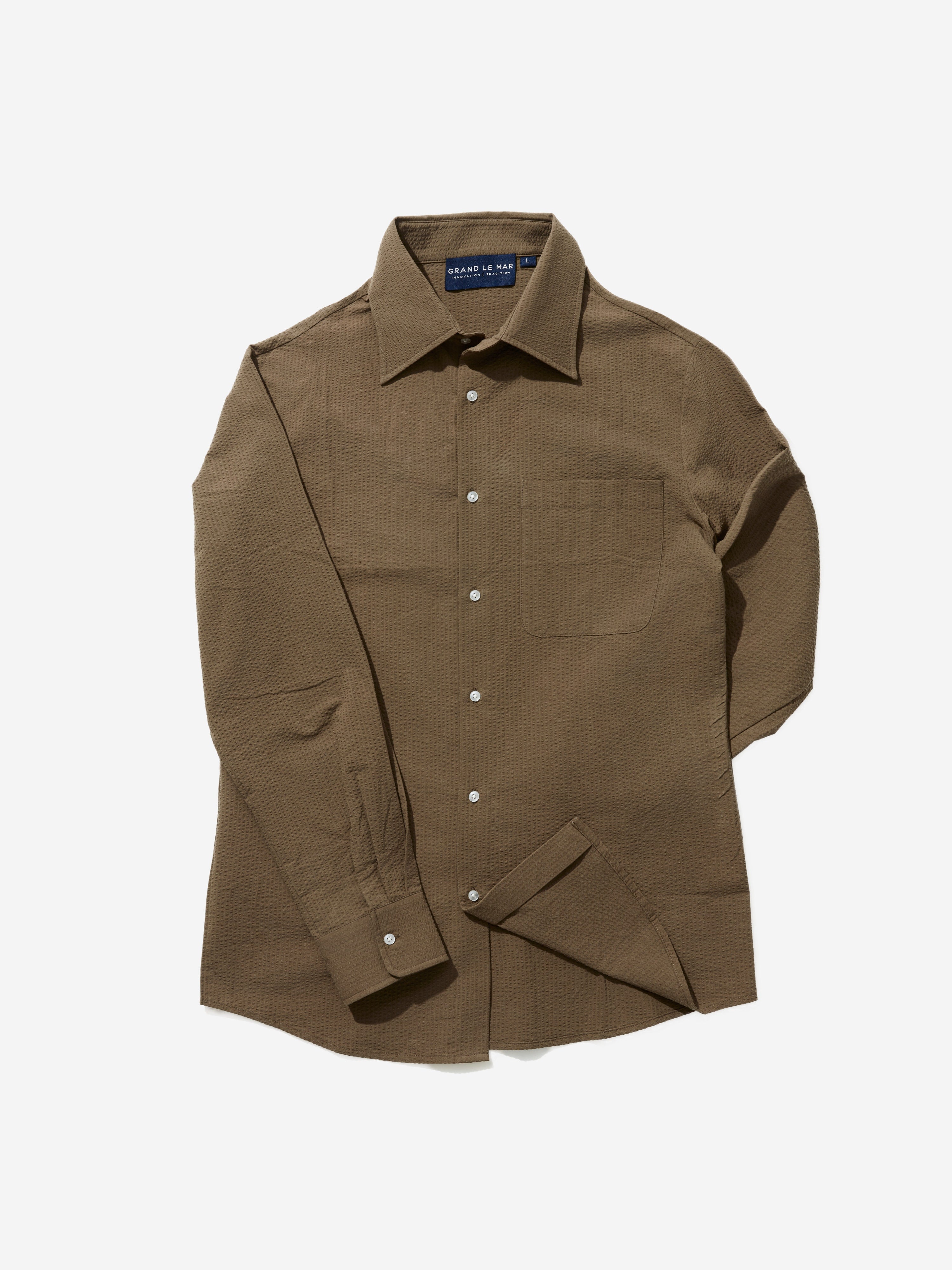 Brown Seersucker Shirt - Grand Le Mar