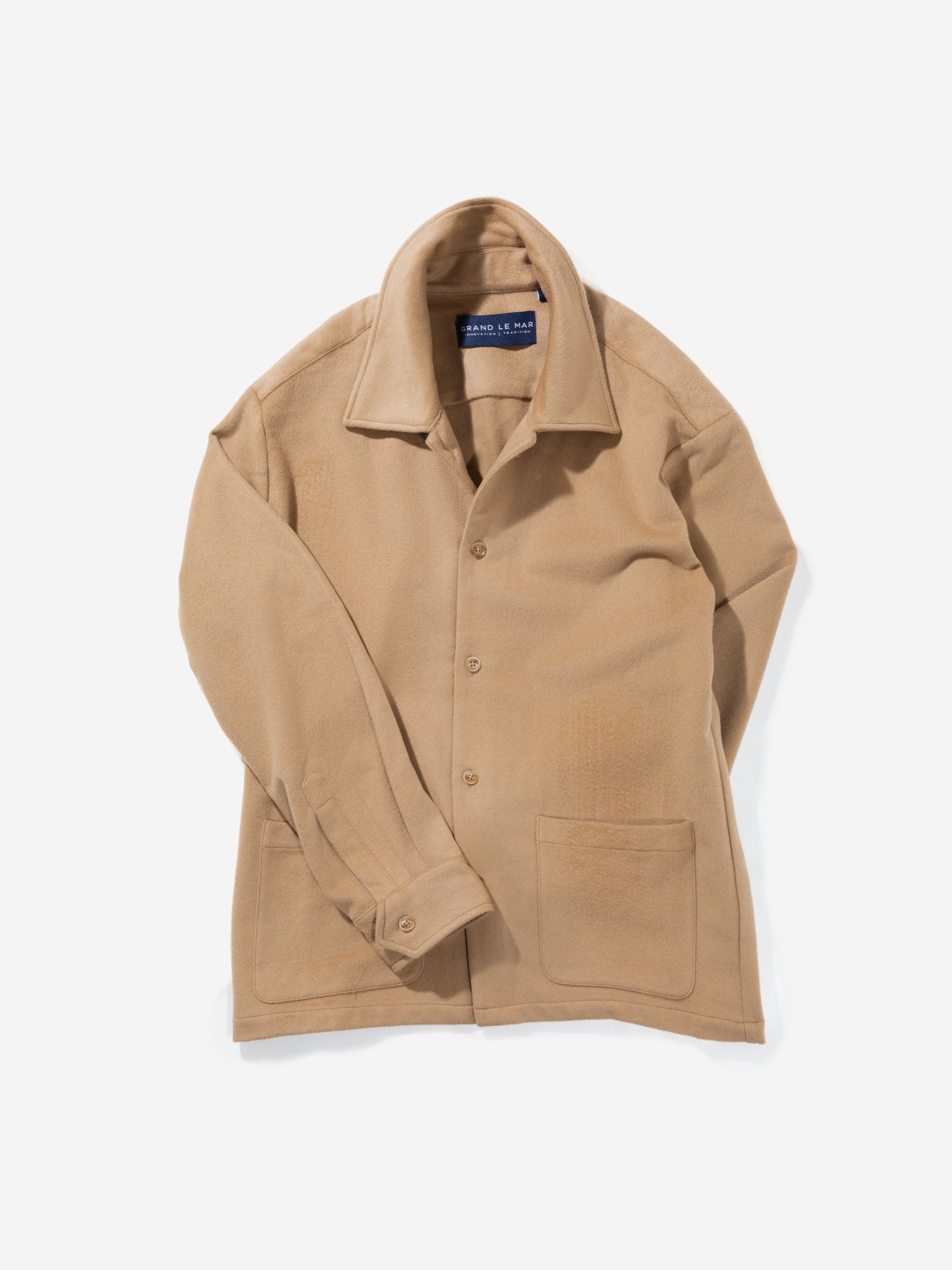 Camel Cashmere Wool Shirt Jacket - Grand Le Mar