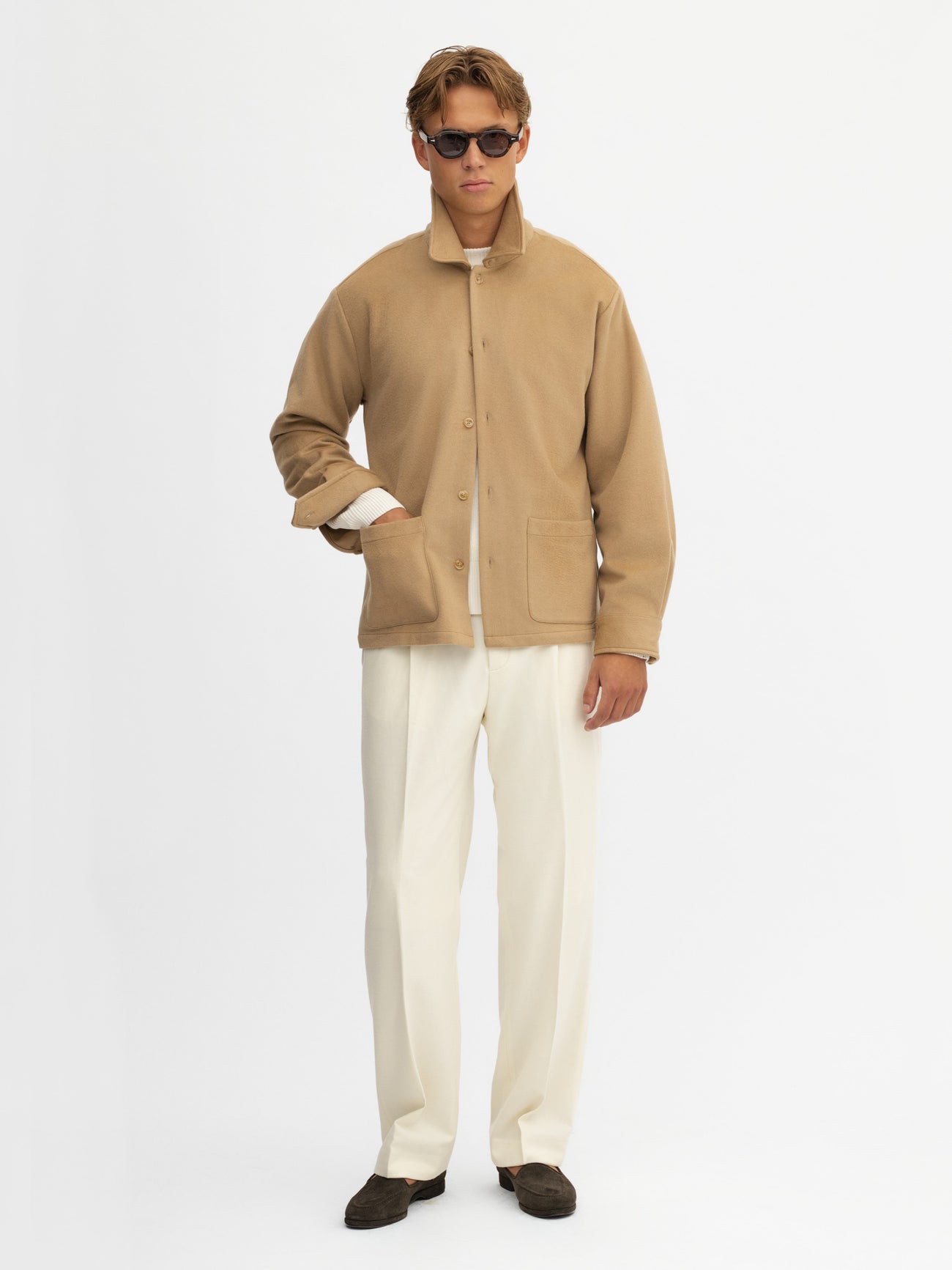 Camel Cashmere Wool Shirt Jacket - Grand Le Mar