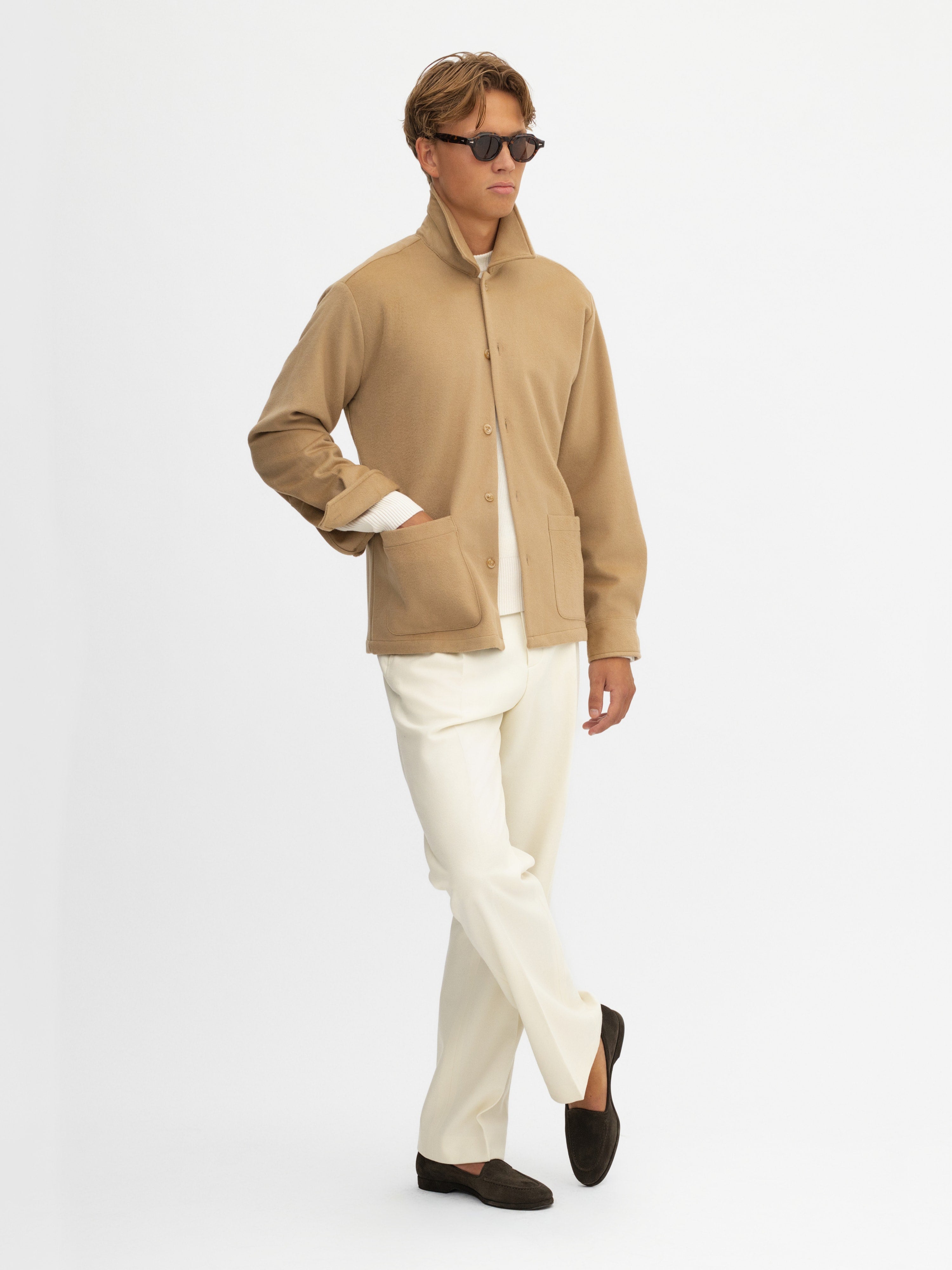 Camel Cashmere Wool Shirt Jacket - Grand Le Mar