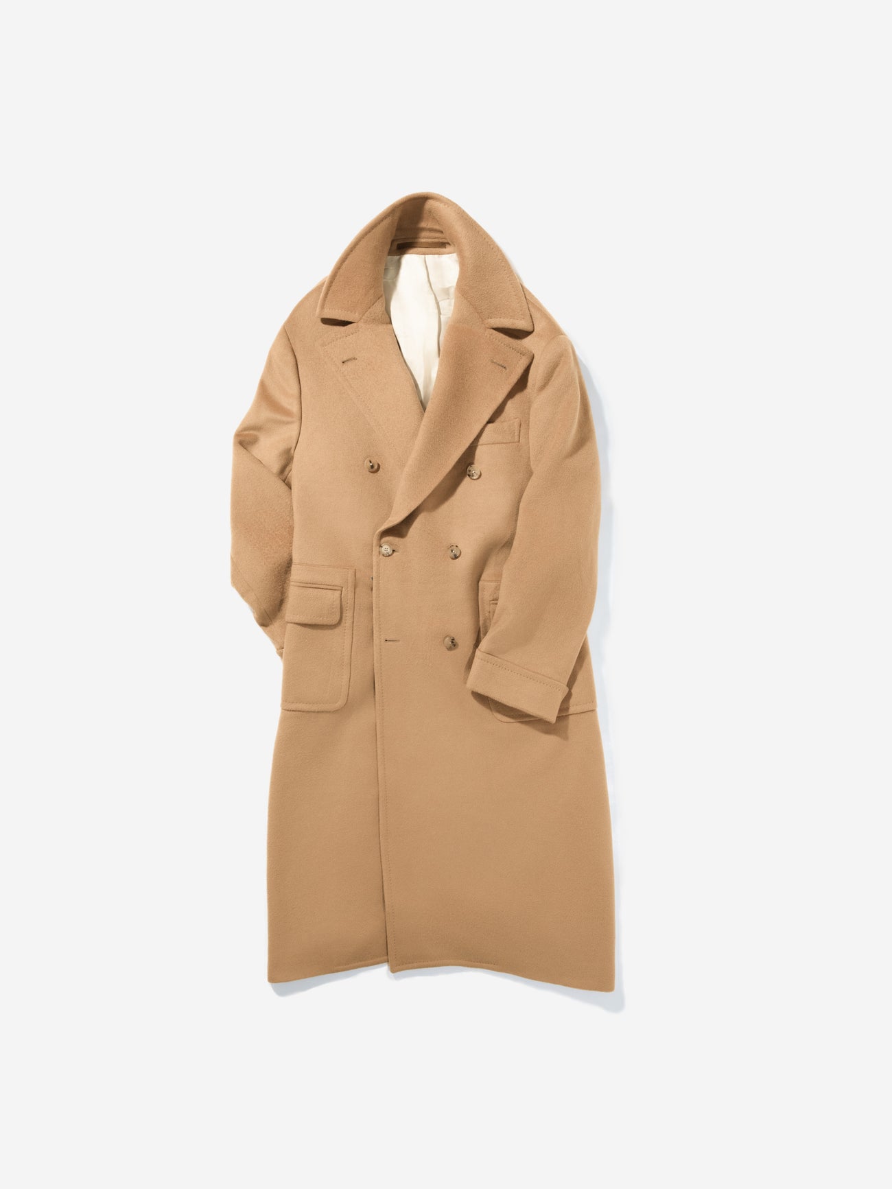 Camel Virgin Wool Polo Coat - Grand Le Mar