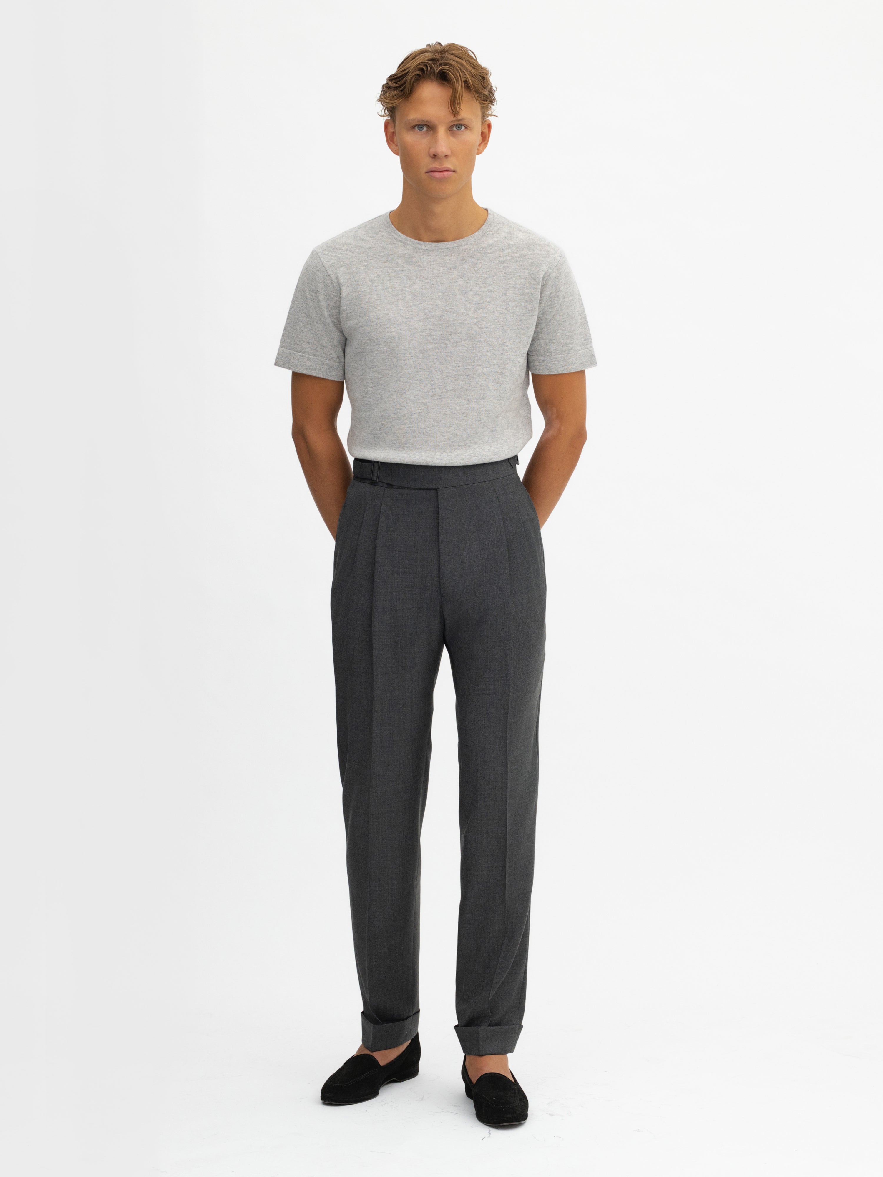 Charcoal S130 Wool Gurkha Trousers - Grand Le Mar