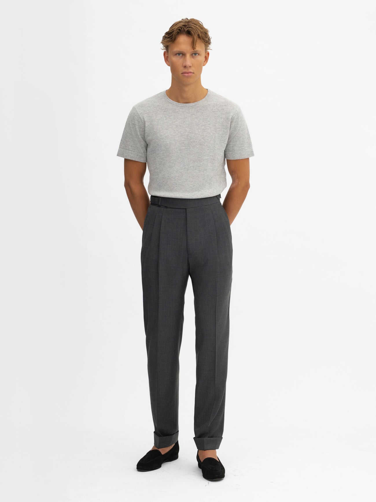 Charcoal S130 Wool Gurkha Trousers (Tapered Fit) - Grand Le Mar