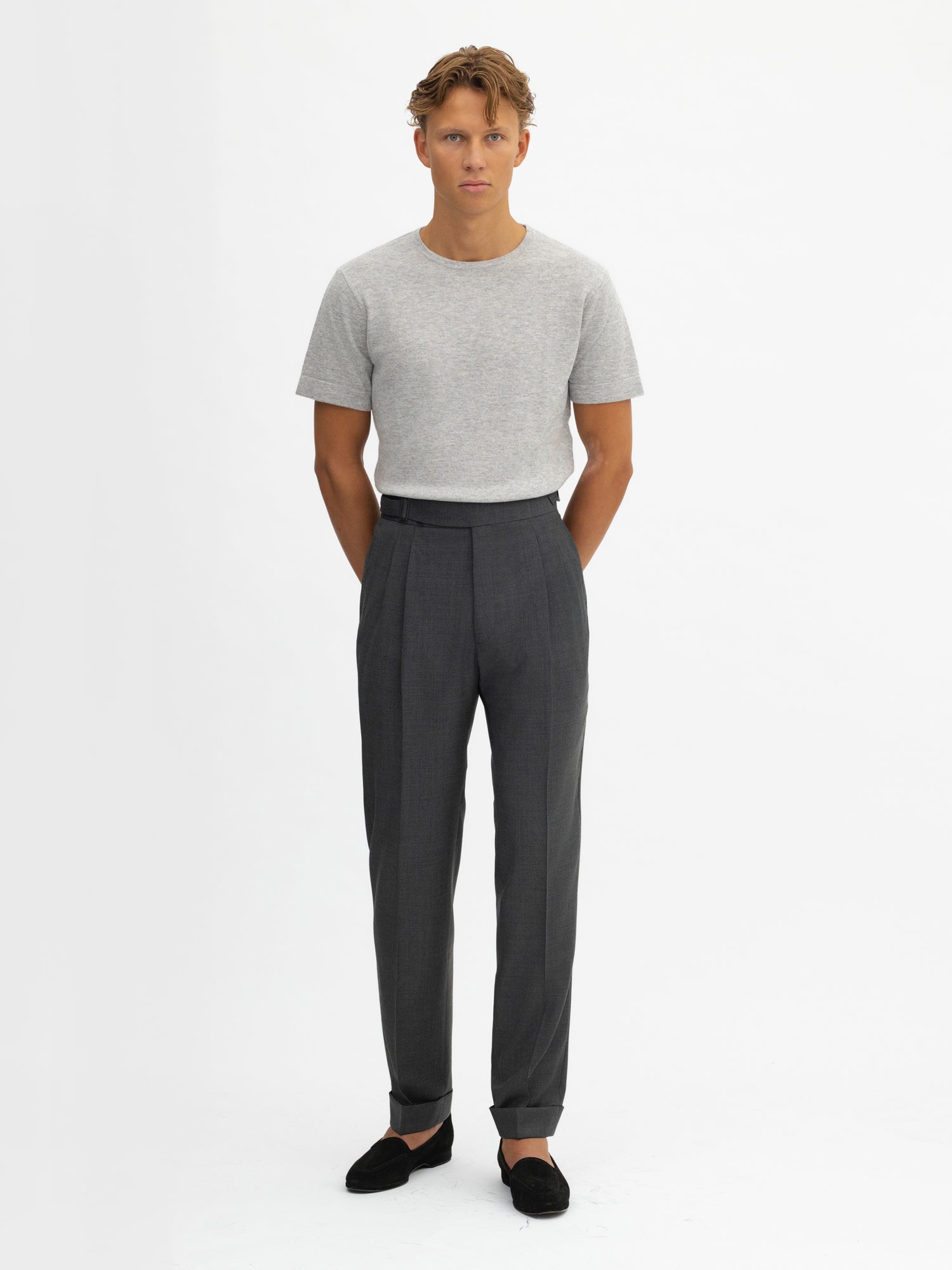 Charcoal S130 Wool Gurkha Trousers - Grand Le Mar