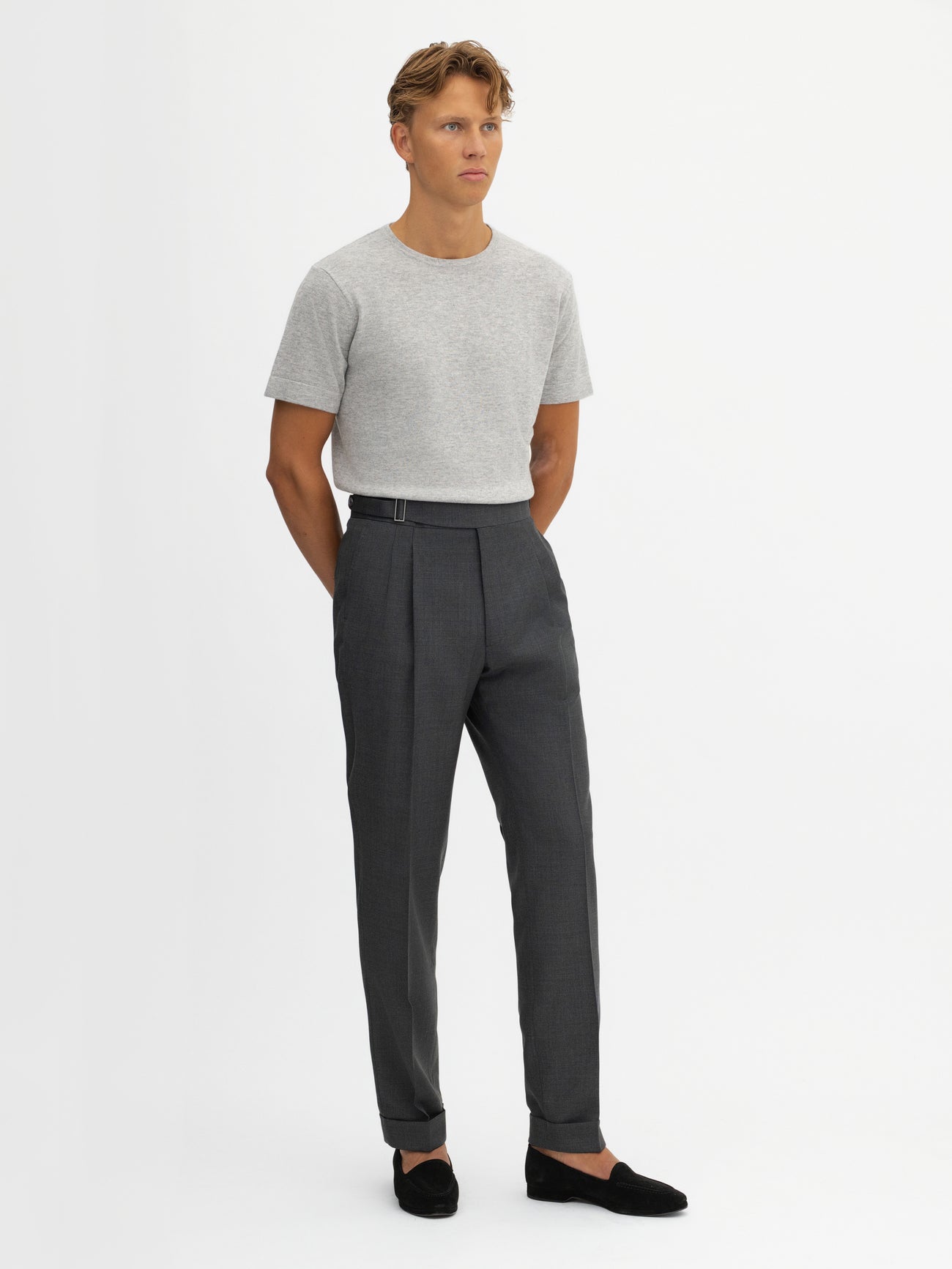 Charcoal S130 Wool Gurkha Trousers - Grand Le Mar