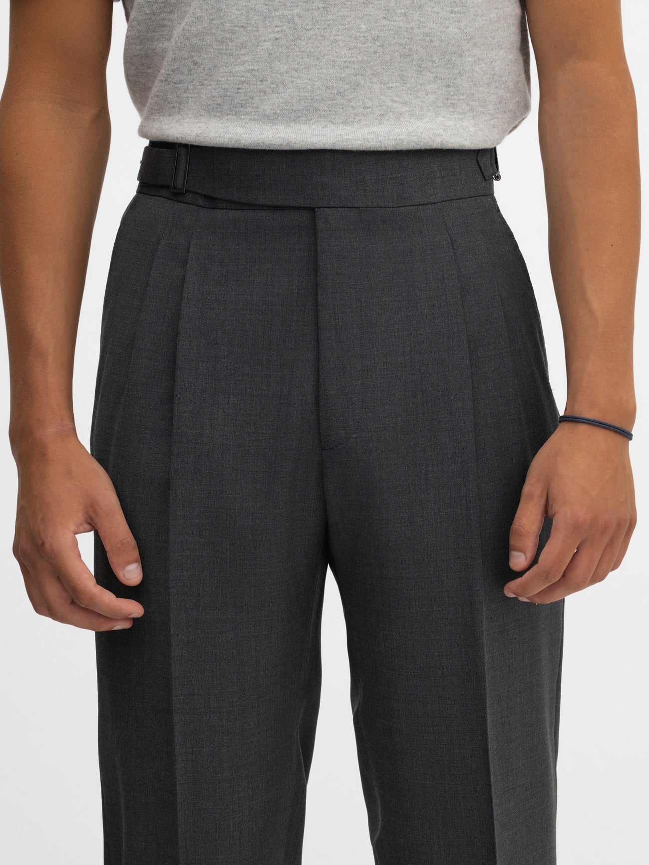 Charcoal S130 Wool Gurkha Trousers - Grand Le Mar