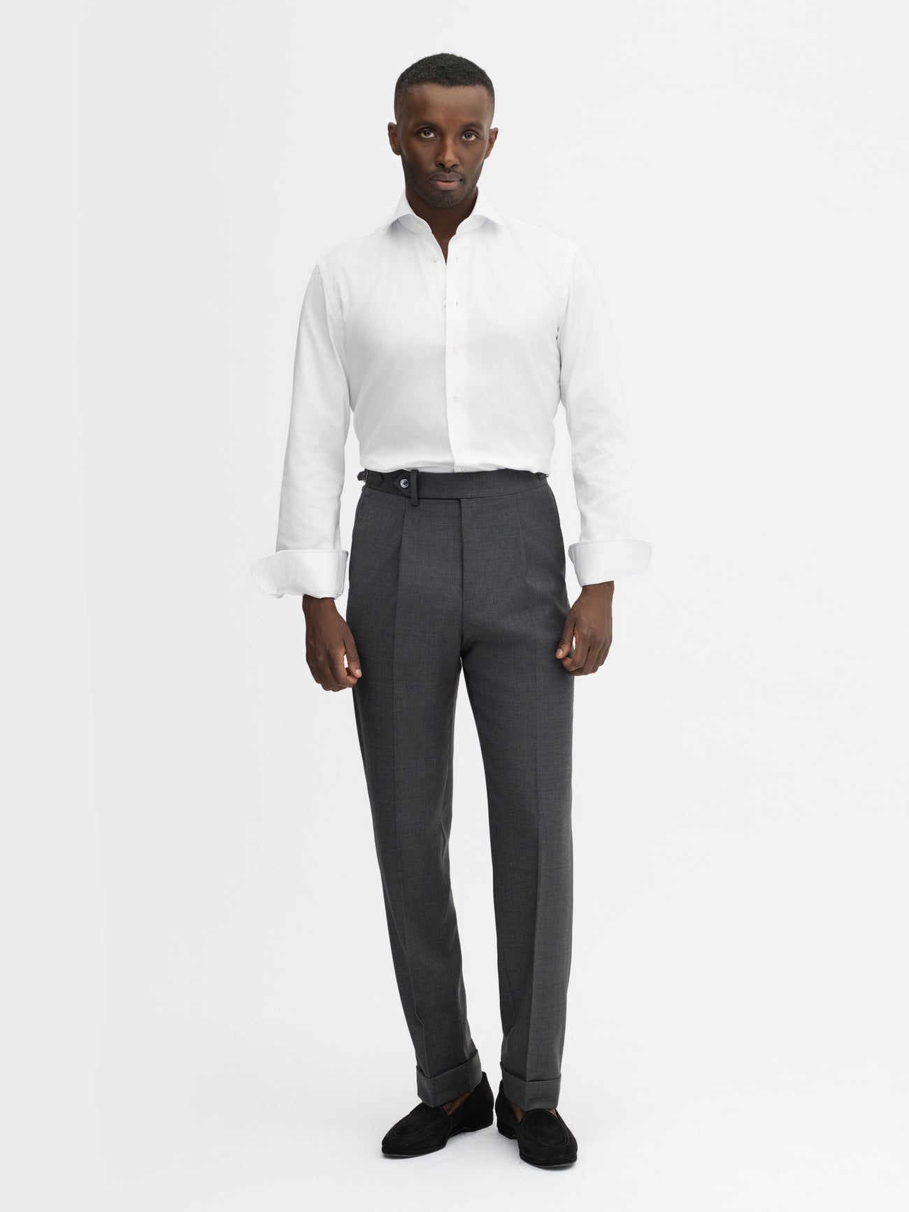 Charcoal S130 Wool Oscar Trousers - Grand Le Mar