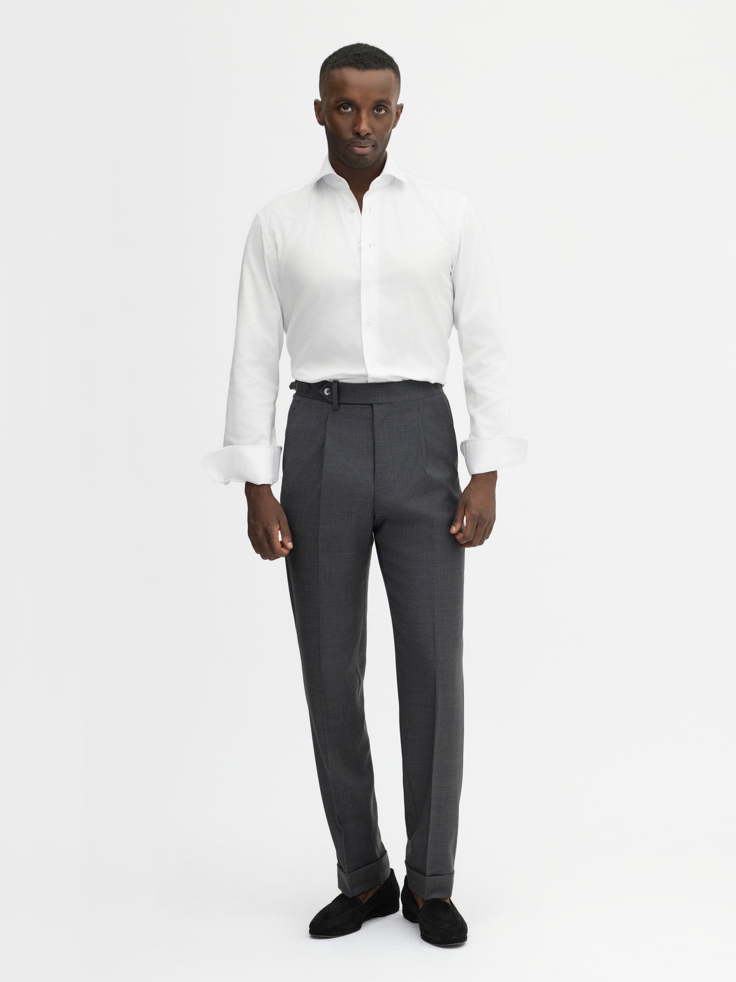 Charcoal S130 Wool Oscar Trousers (Tapered Fit) - Grand Le Mar