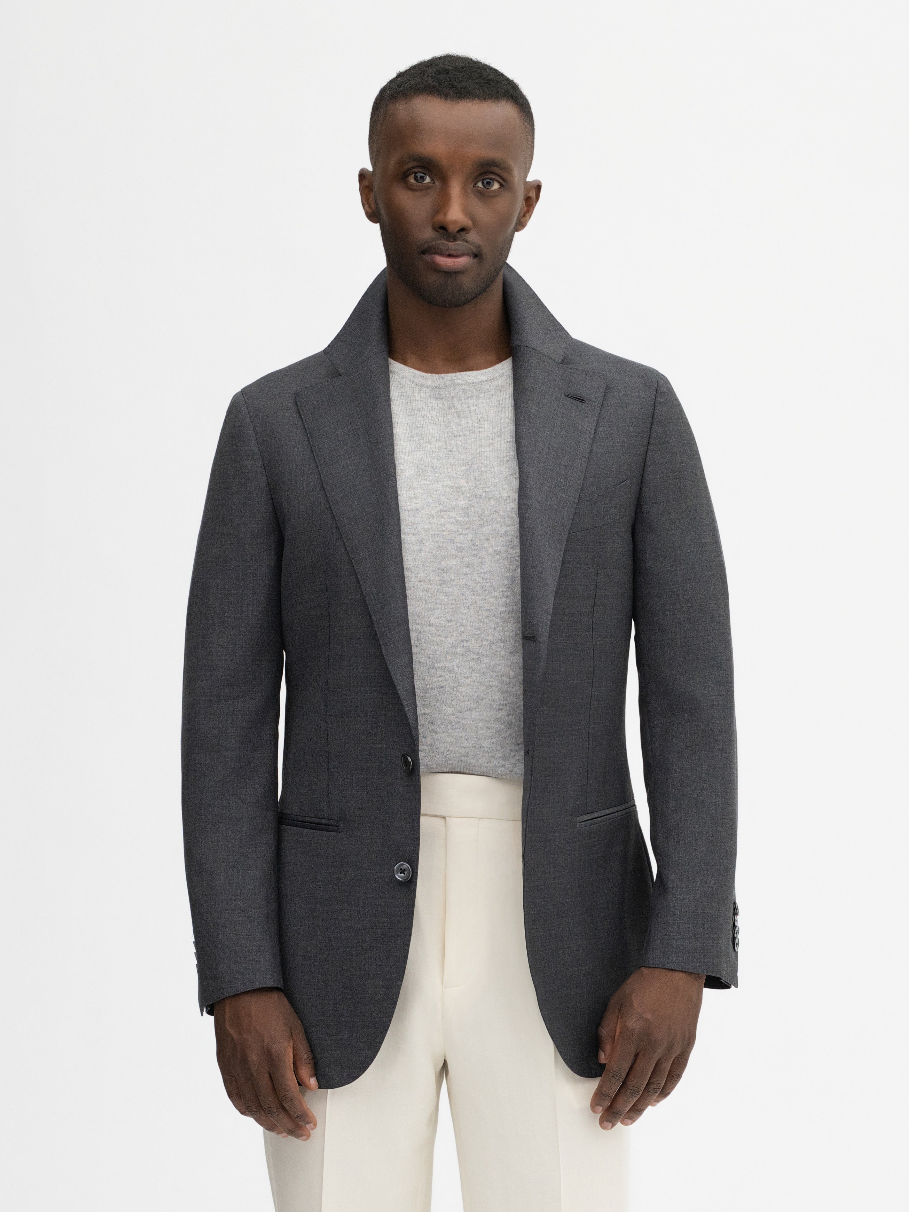 Grand Le Mar Charcoal S130 Wool Single Breasted Jacket