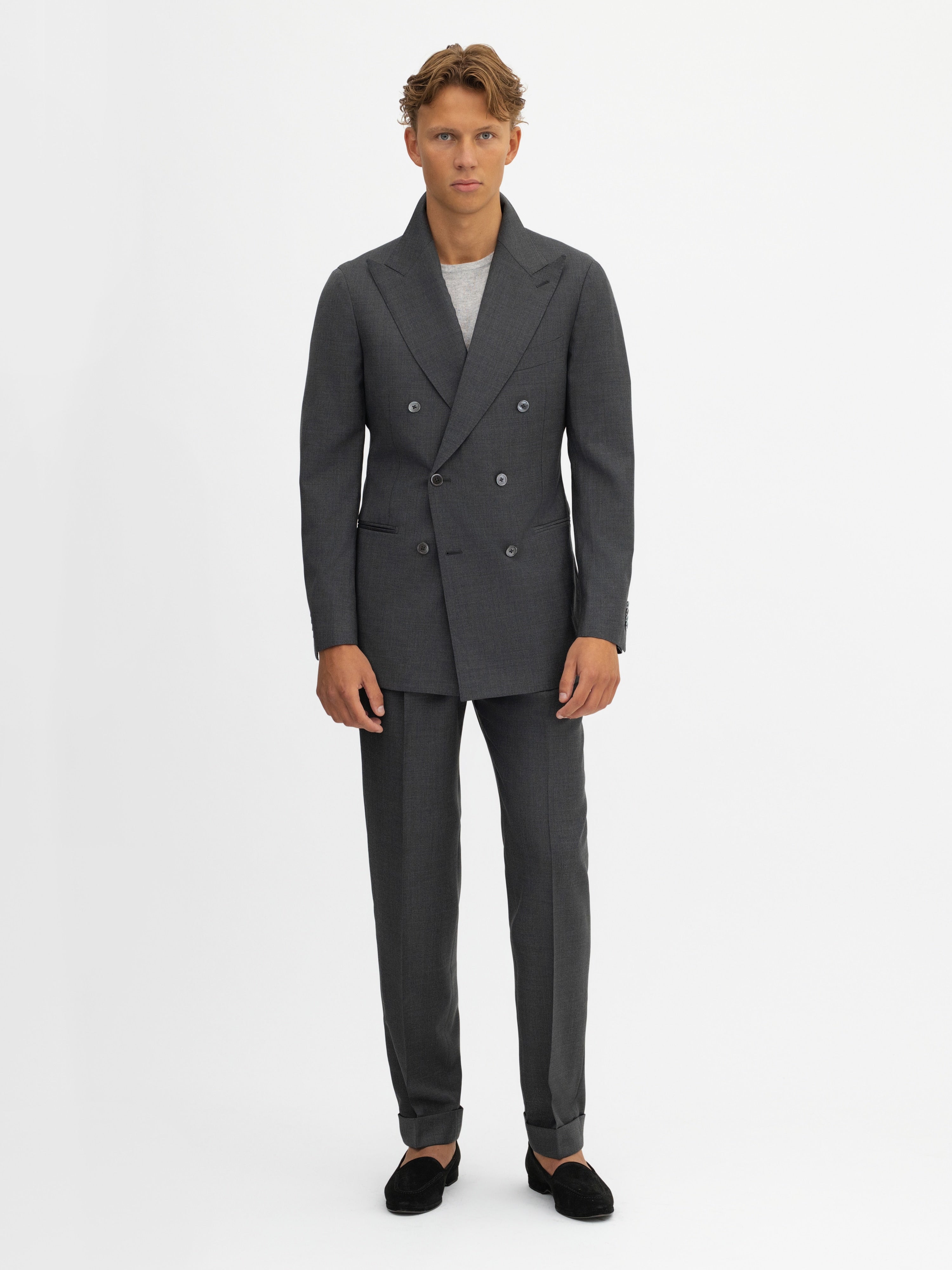 Charcoal Grey S130 Wool Suit (DB) - Grand Le Mar