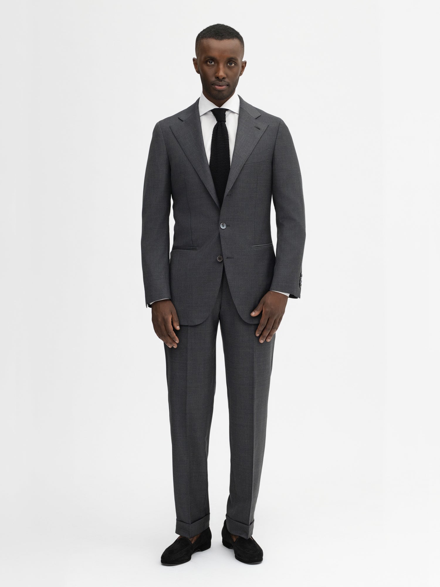 Charcoal Grey S130 Wool Suit (SB) - Grand Le Mar