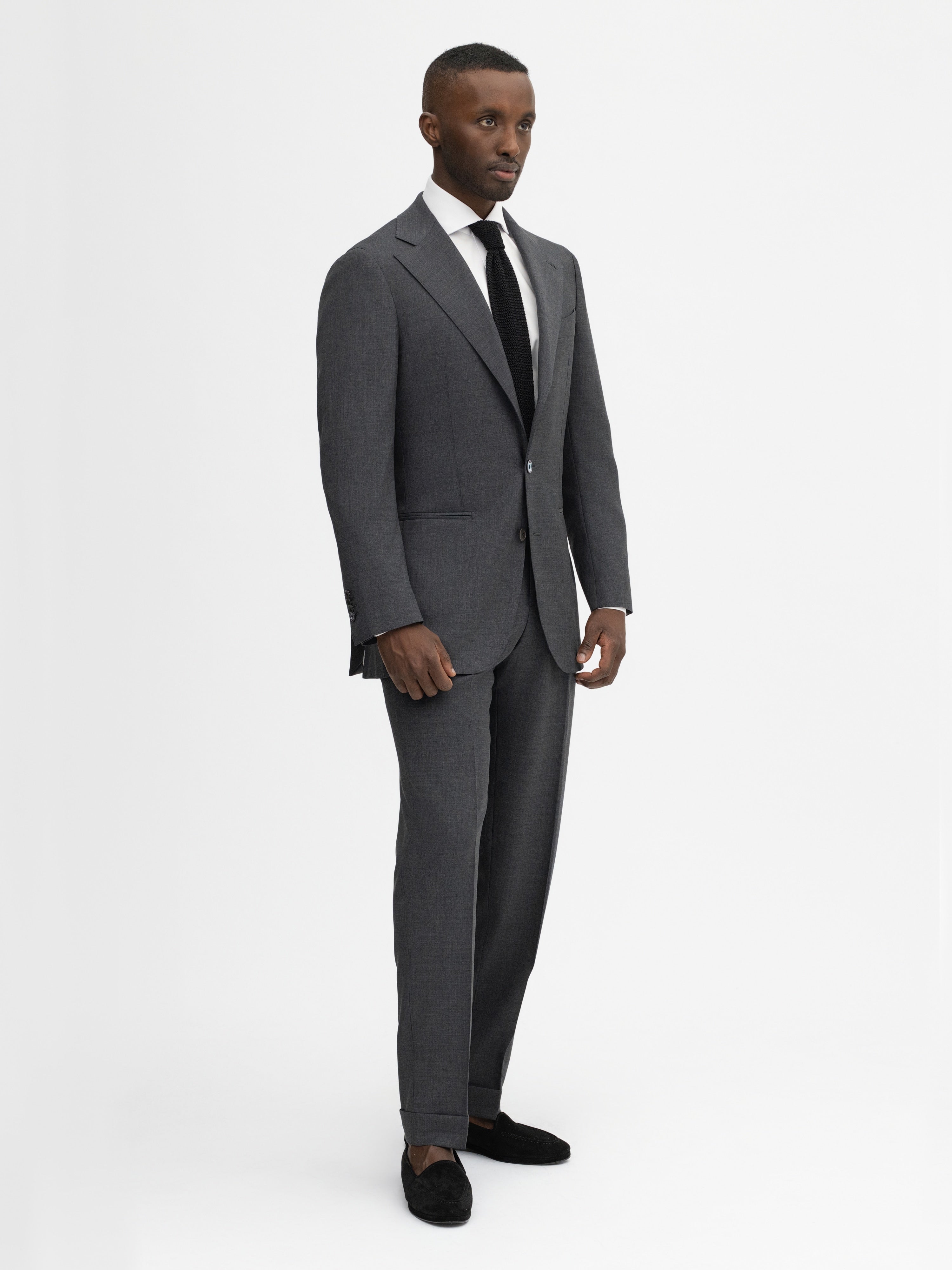 Charcoal Grey S130 Wool Suit - Grand Le Mar