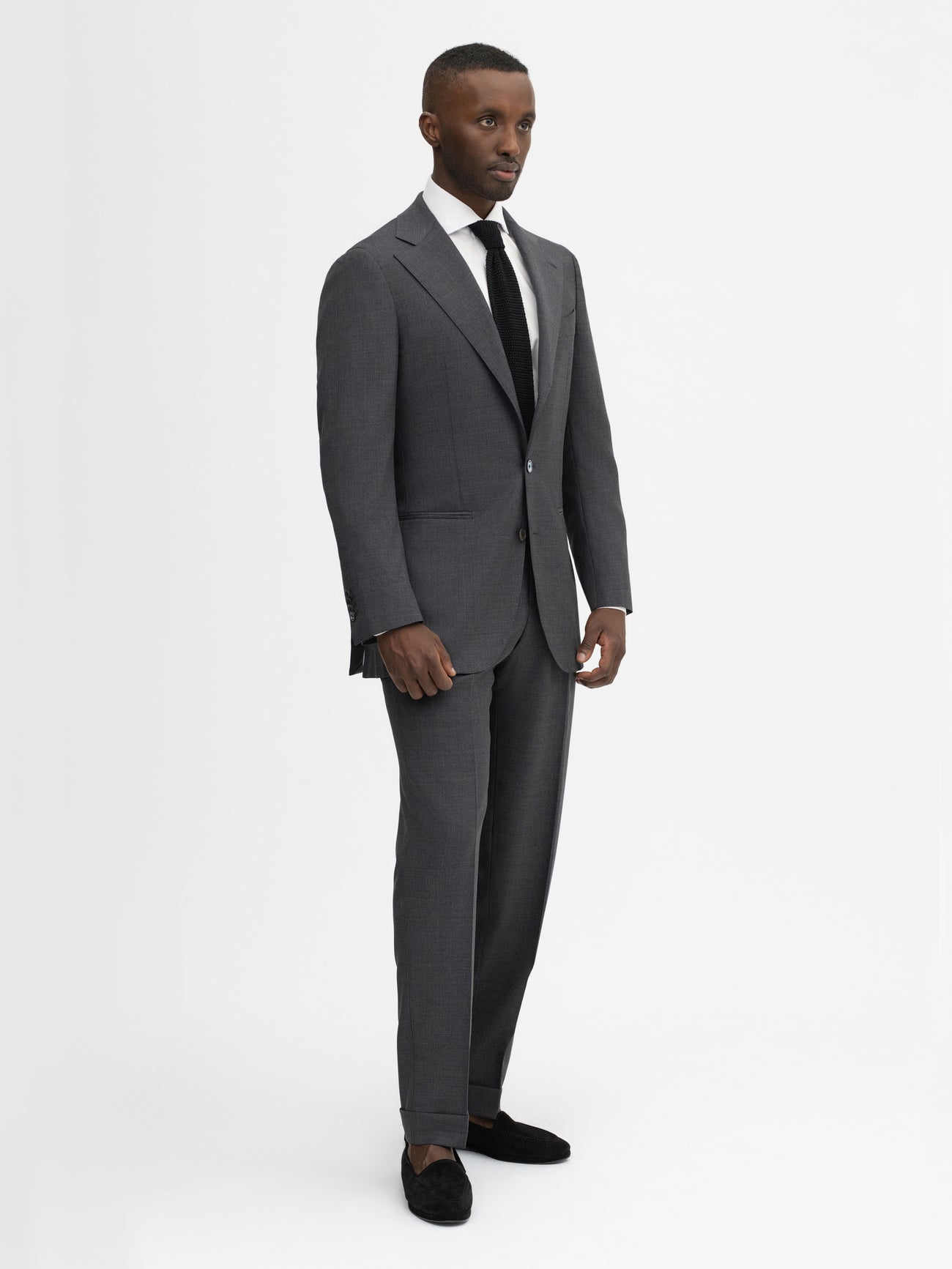 Charcoal Grey S130 Wool Suit (SB) - Grand Le Mar