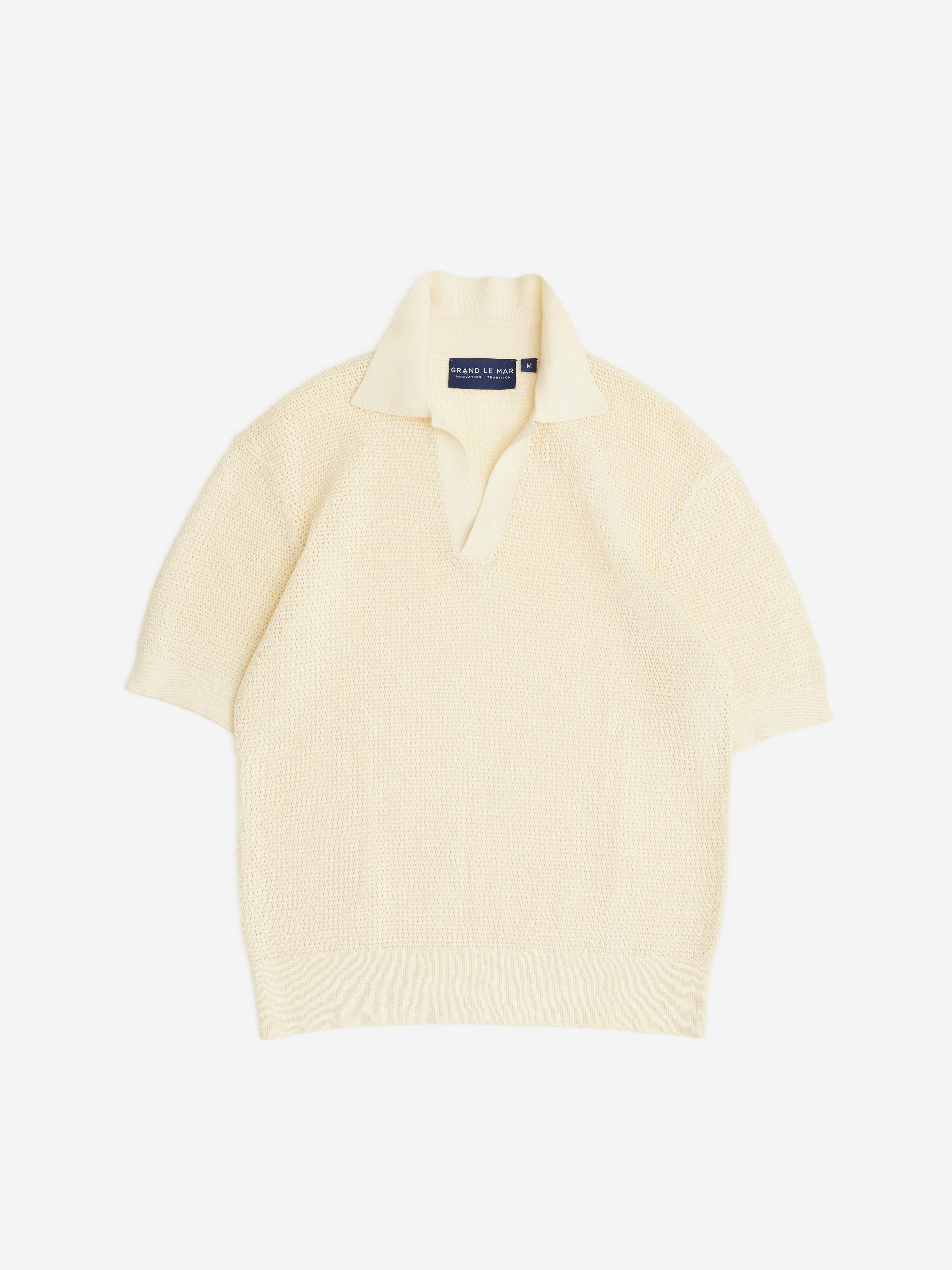 Cream Knitted Short Sleeve Jersey - Grand Le Mar