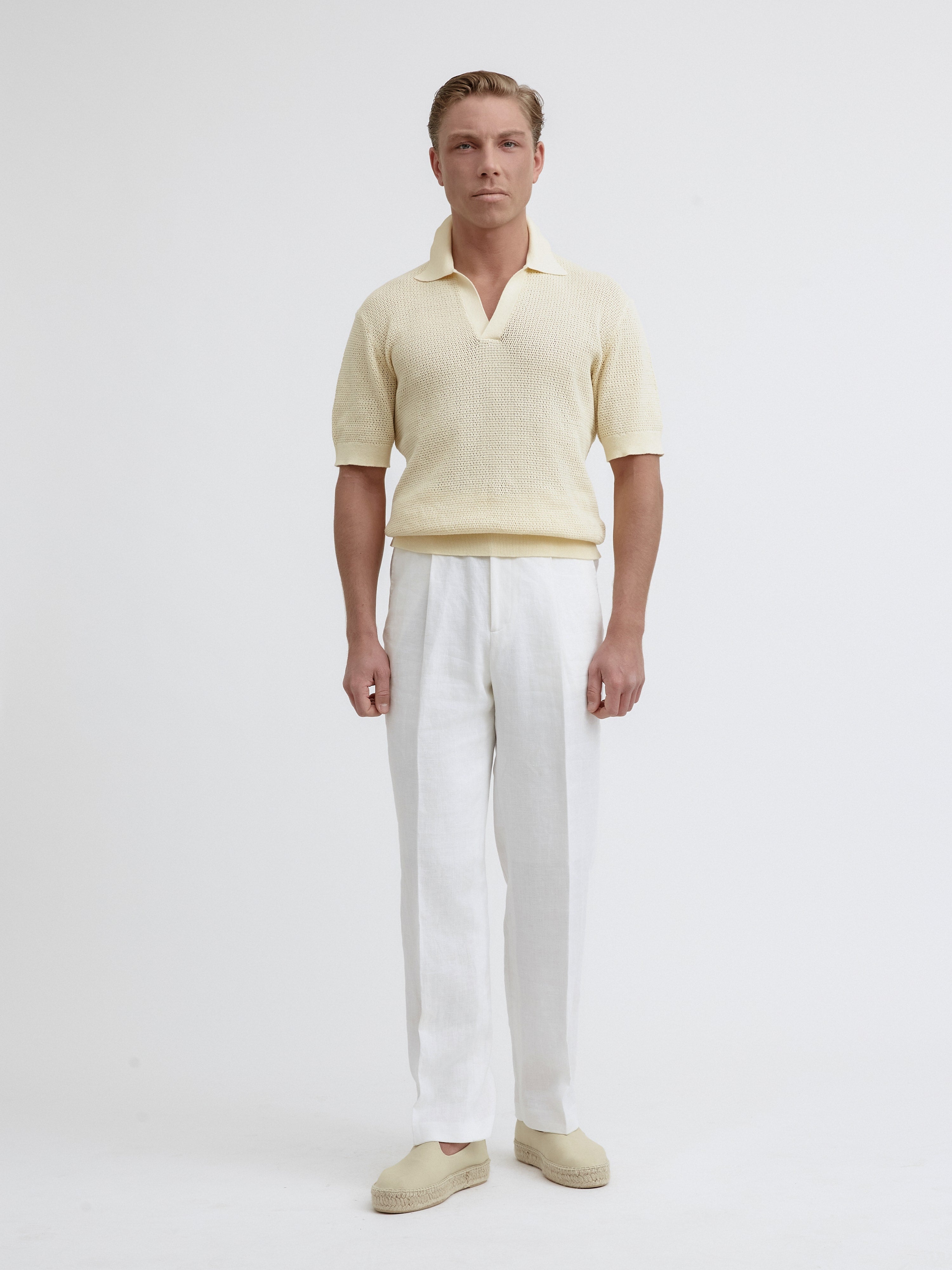 Cream Knitted Short Sleeve Jersey - Grand Le Mar