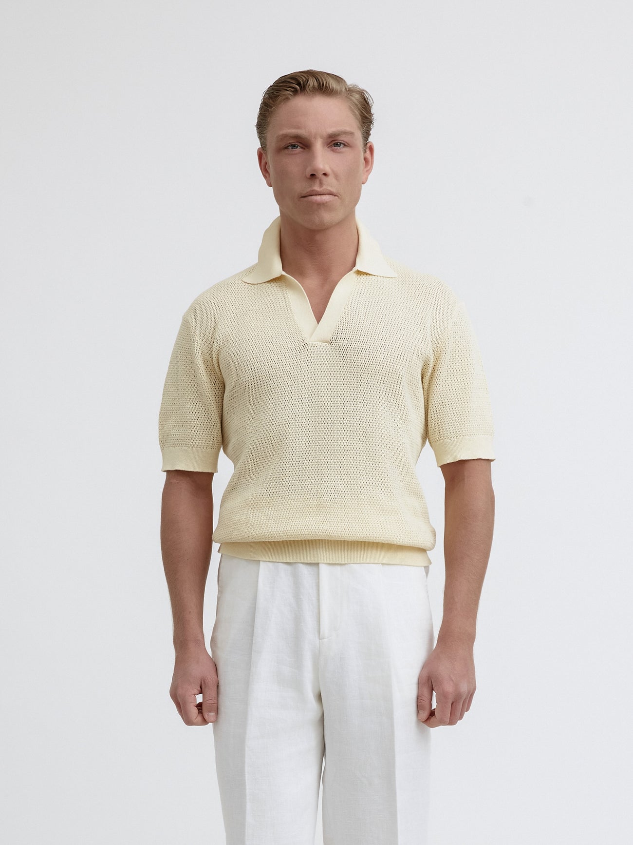 Cream Knitted Short Sleeve Jersey - Grand Le Mar