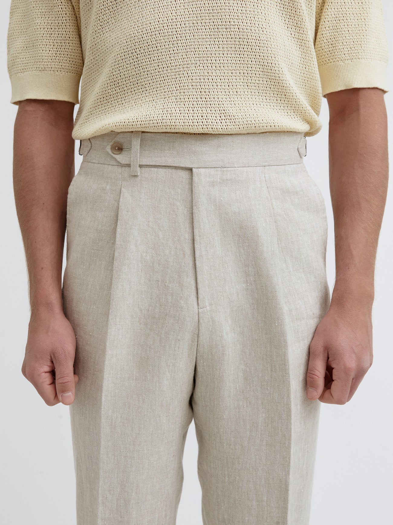 Cream Beige Linen Oscar Trousers - Grand Le Mar