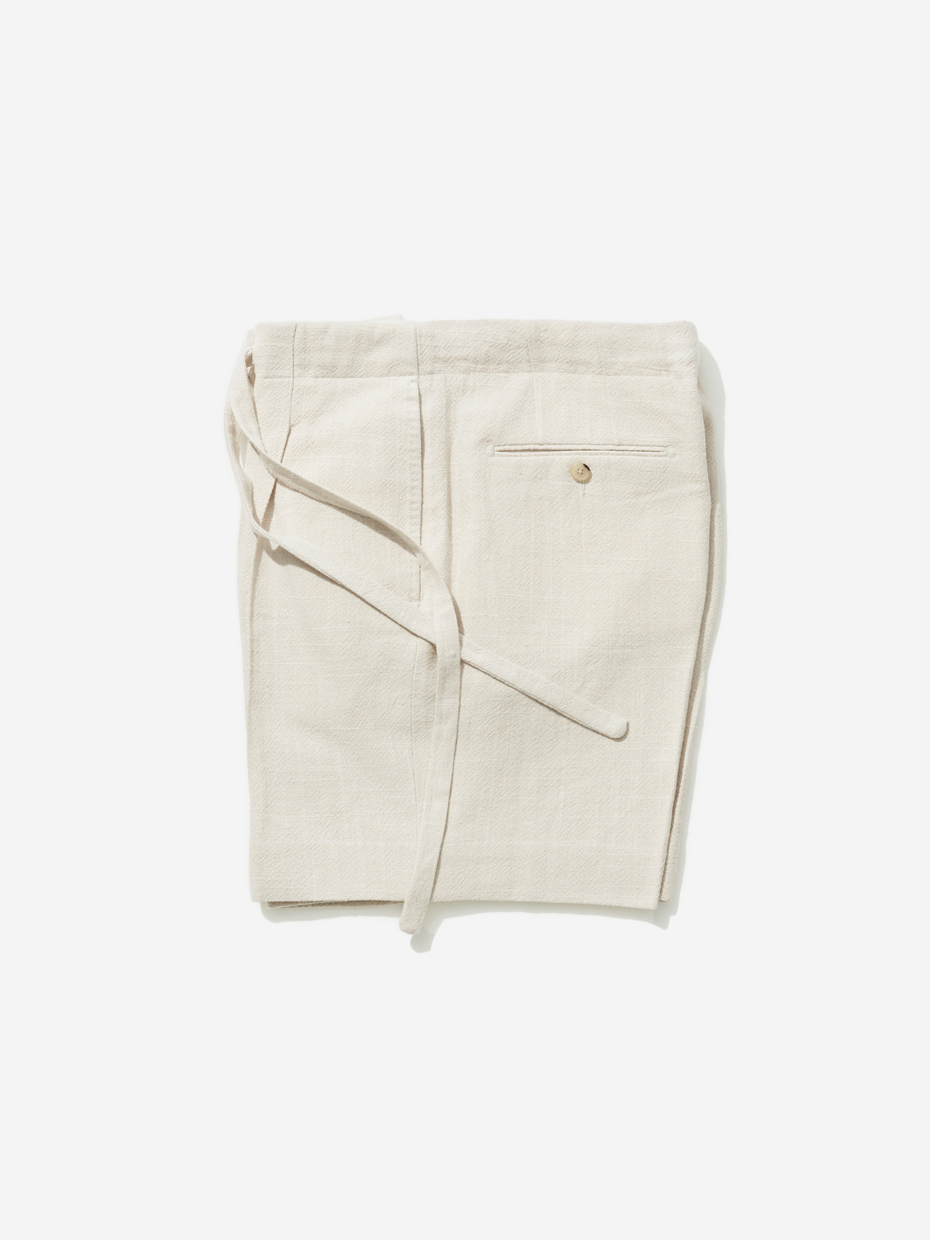 Cream Stonewashed Linen Drawstring Shorts (Wide Fit) - Grand Le Mar
