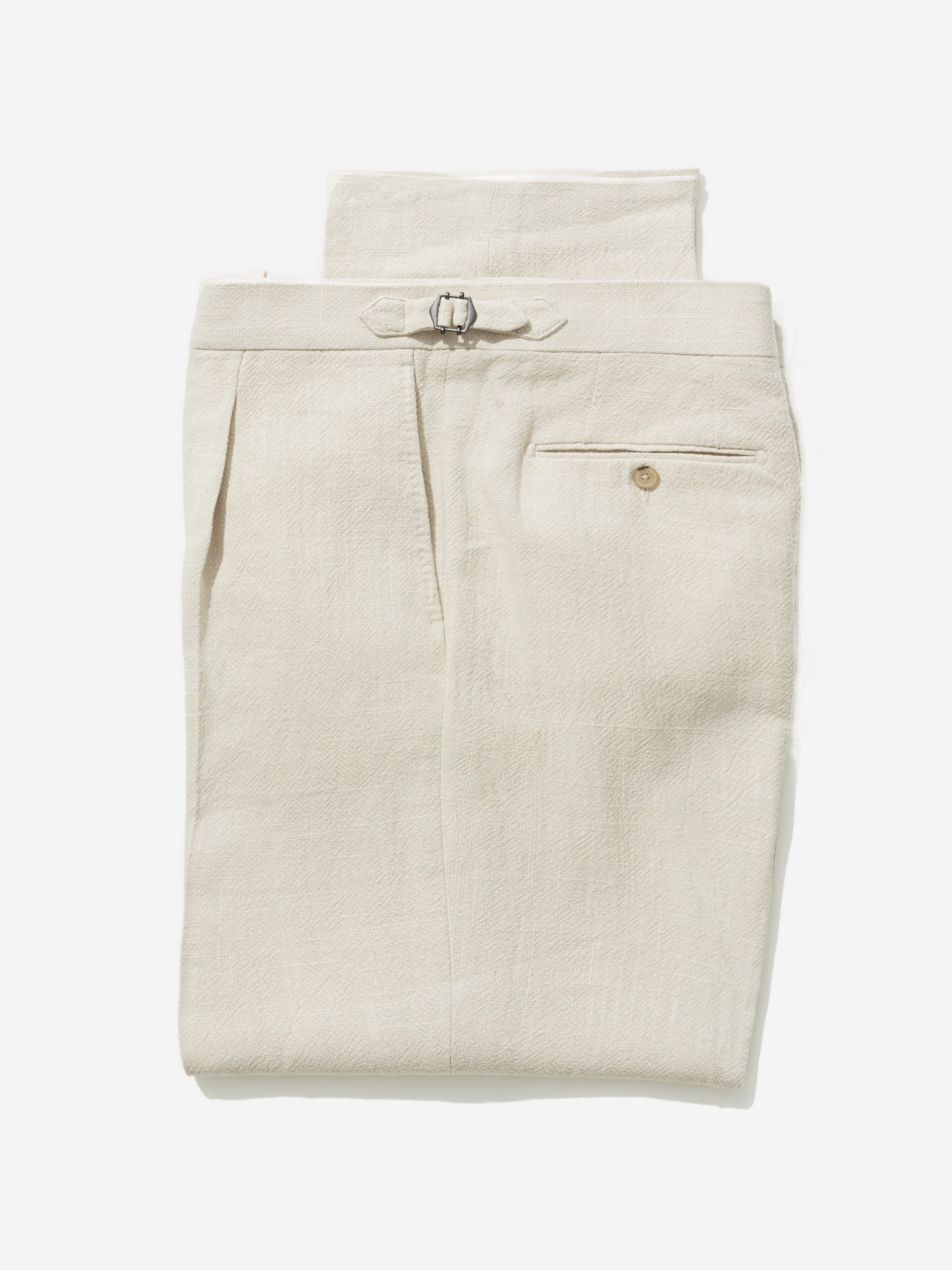 Cream Stonewashed Linen Trousers (Wide Fit)