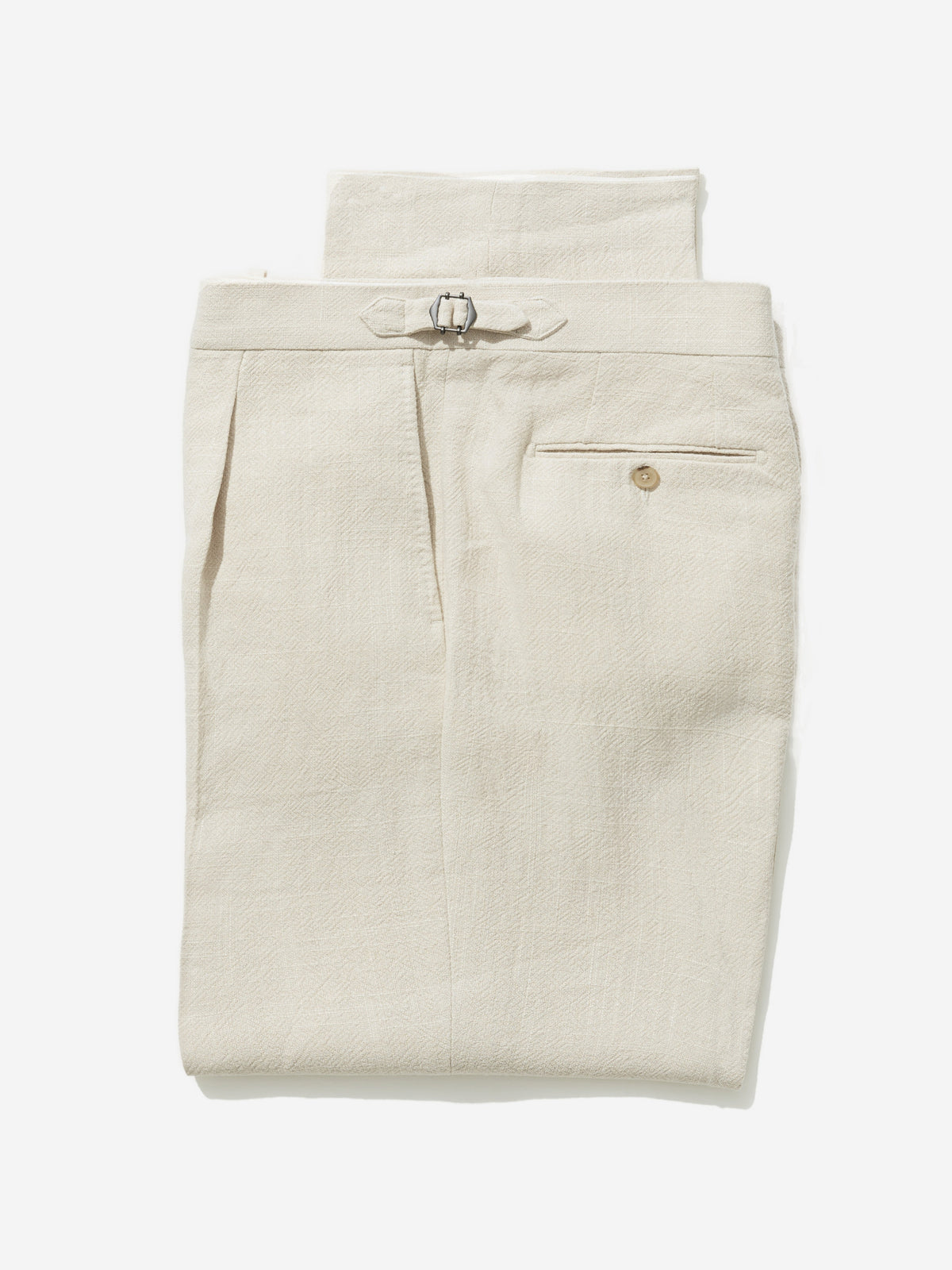 Cream Stonewashed Linen Trousers (Wide Fit)