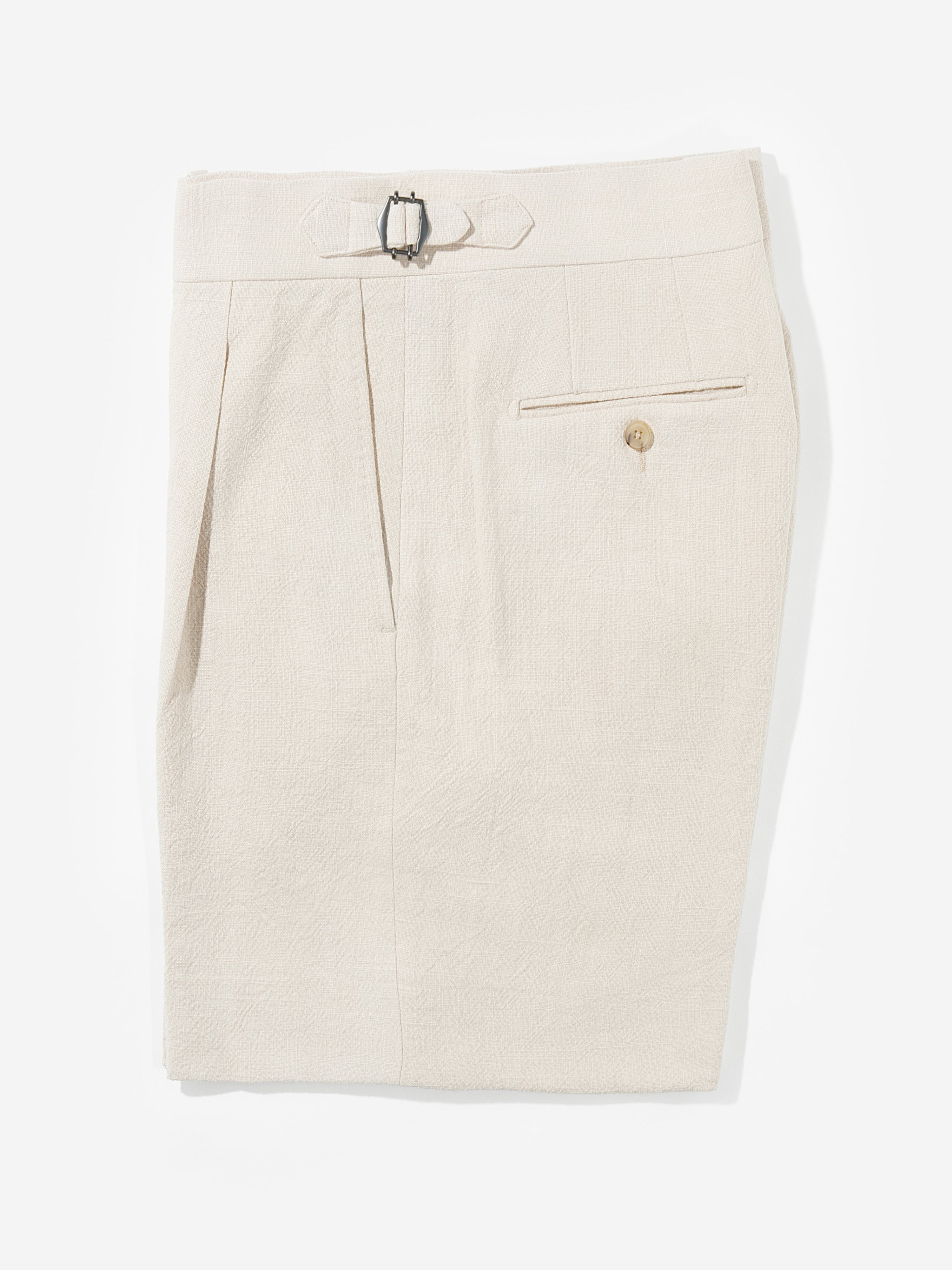 Cream Stonewashed Linen Shorts (Wide Fit)
