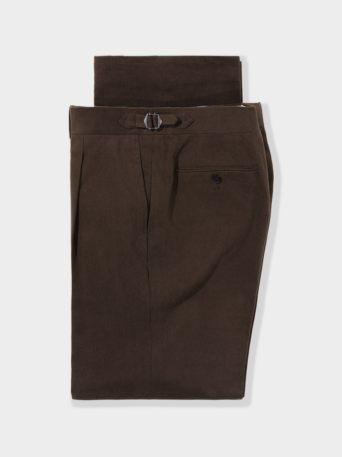Dark Brown Cotton Trousers (Wide Fit) - Grand Le Mar