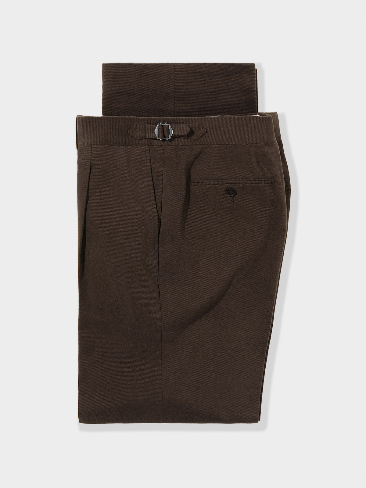 Dark Brown Cotton Trousers (Wide Fit)