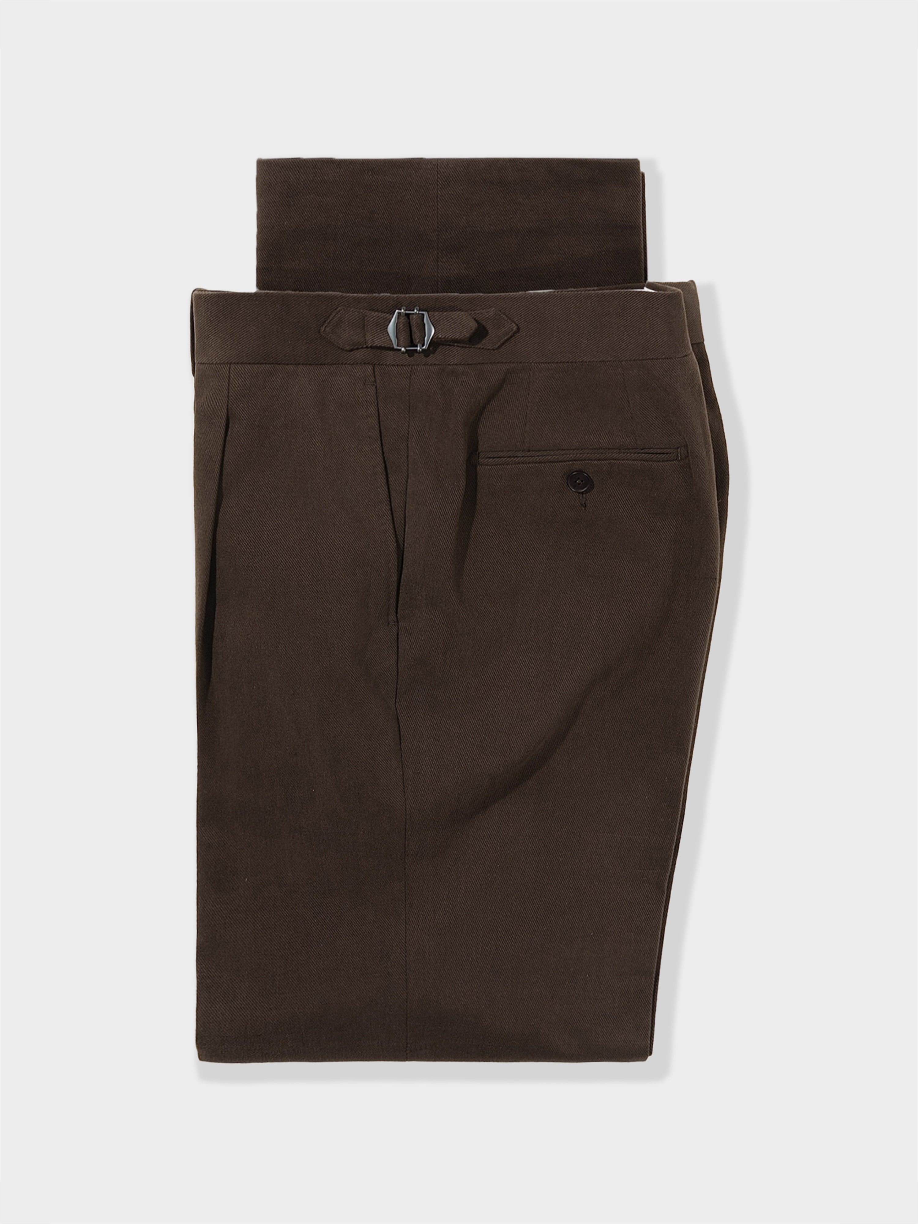 Dark Brown Cotton Trousers (Wide Fit)