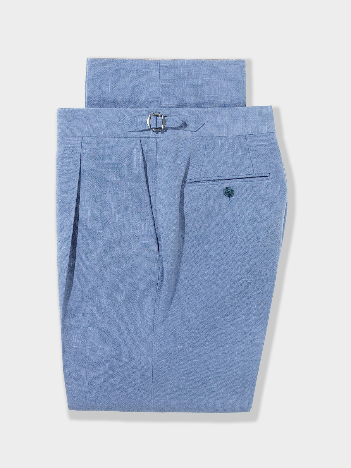Denim Stonewashed Linen Trousers (Wide Fit)