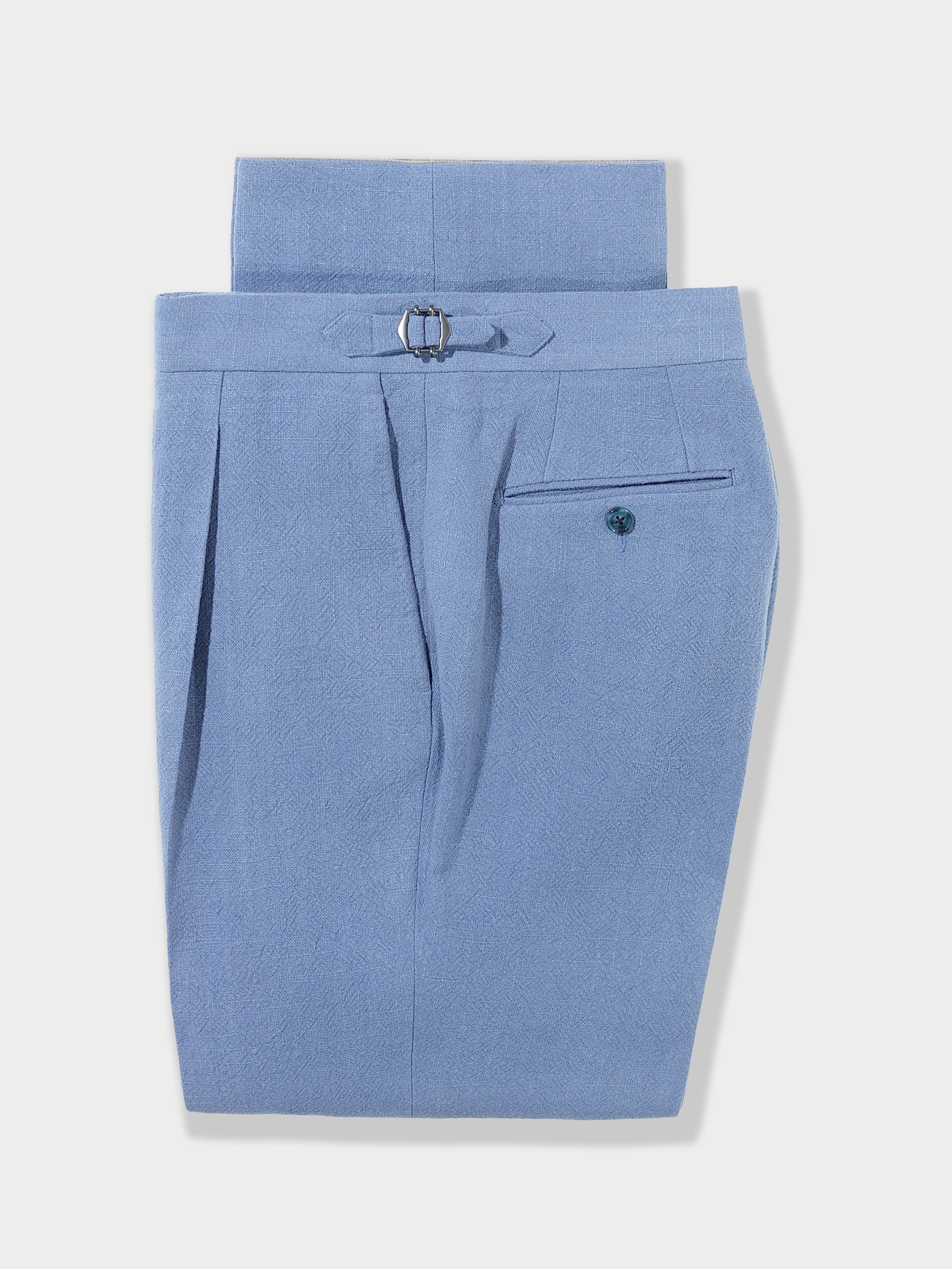 Denim Stonewashed Linen Trousers (Wide Fit)