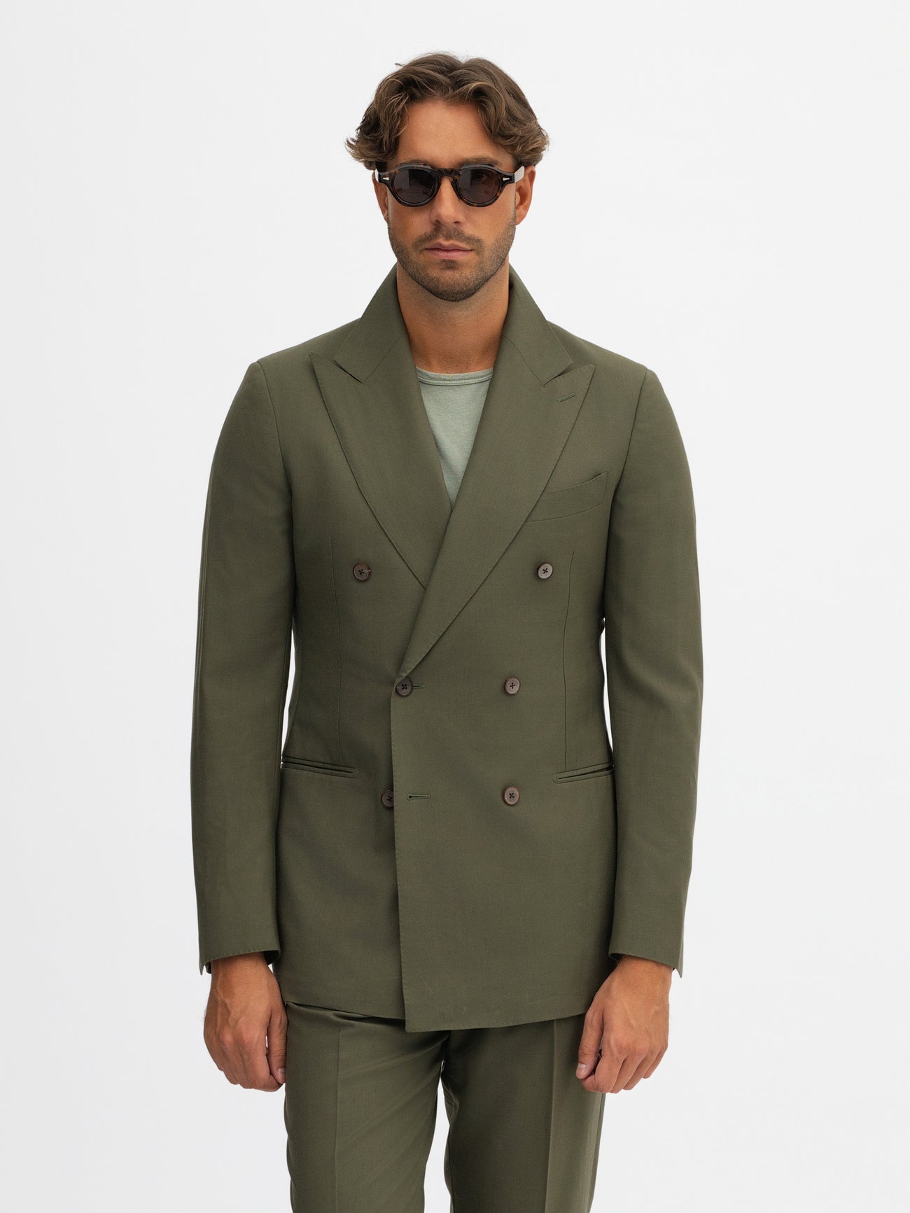 Khaki Green S130 Wool Suit - Grand Le Mar