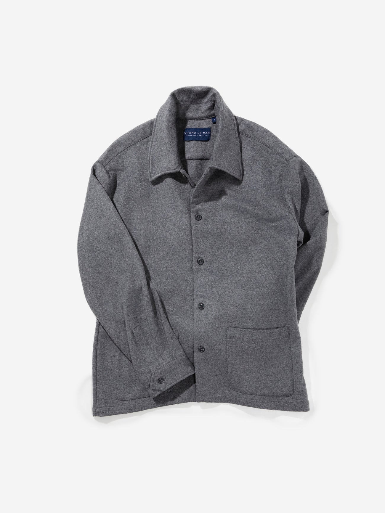 Grey Cashmere Wool Shirt Jacket - Grand Le Mar