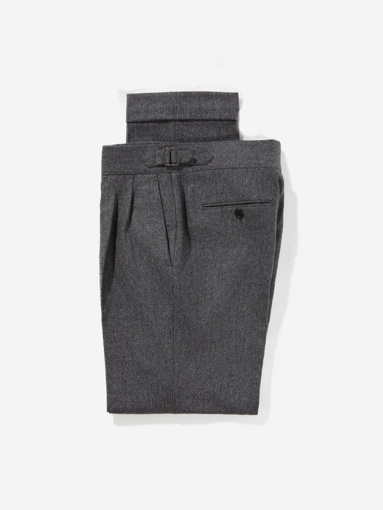 Grey Flannel Wool Gurkha Trousers - Grand Le Mar